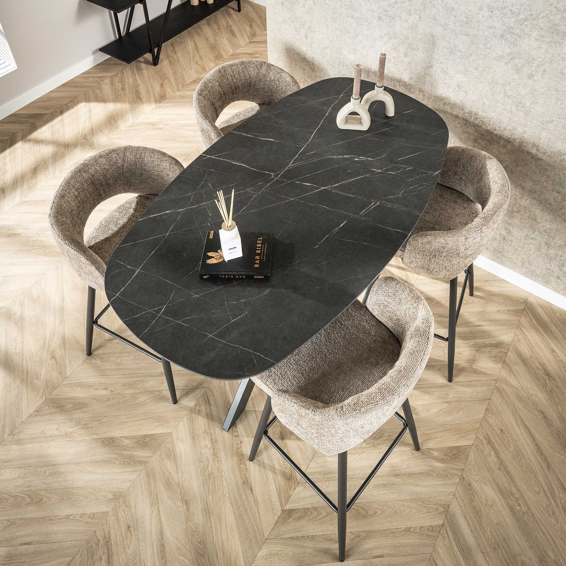 LifestyleFurn Deens Ovale Bartafel 'Kora' Keramiek look, 140 x 80cm