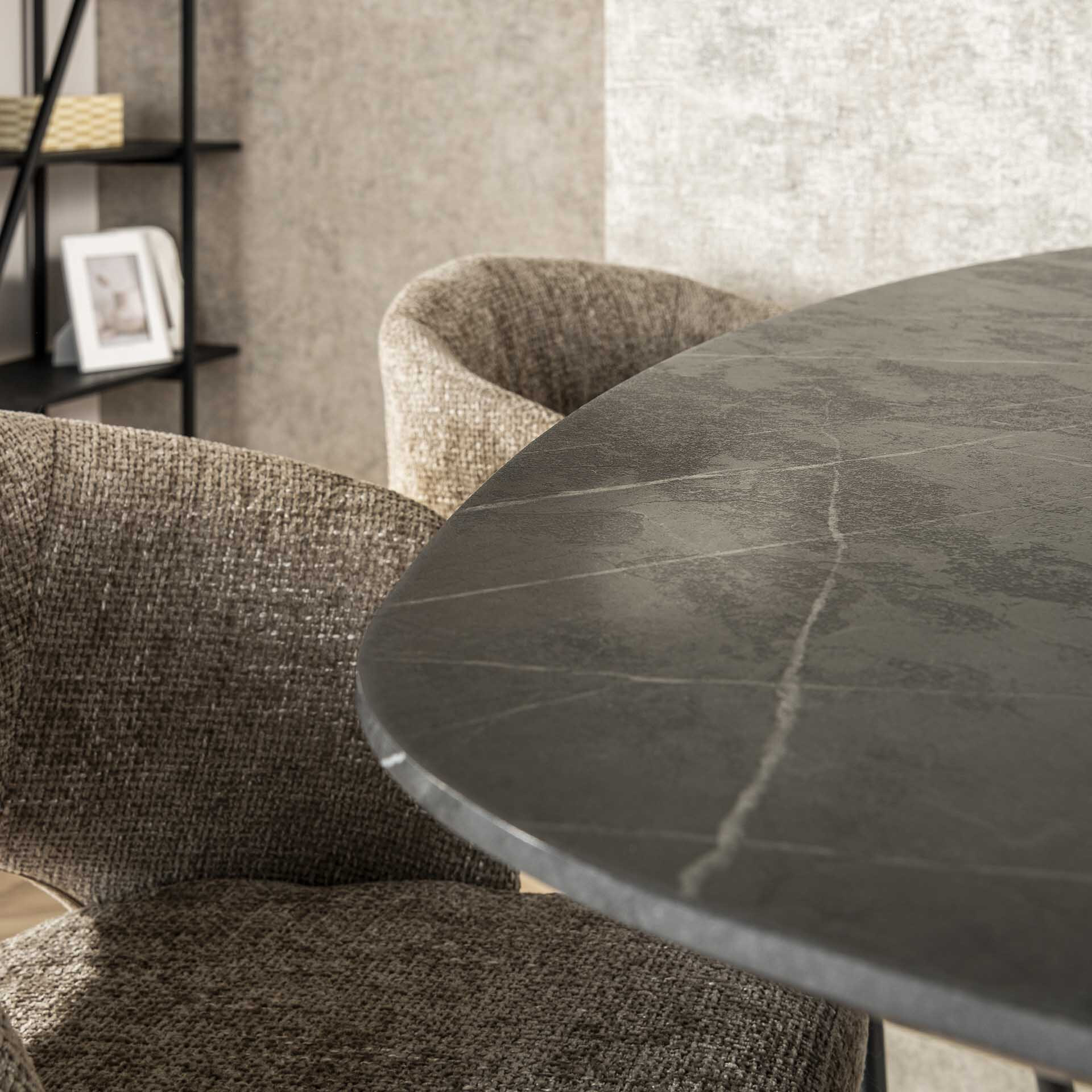 LifestyleFurn Deens Ovale Bartafel 'Kora' Keramiek look, 140 x 80cm