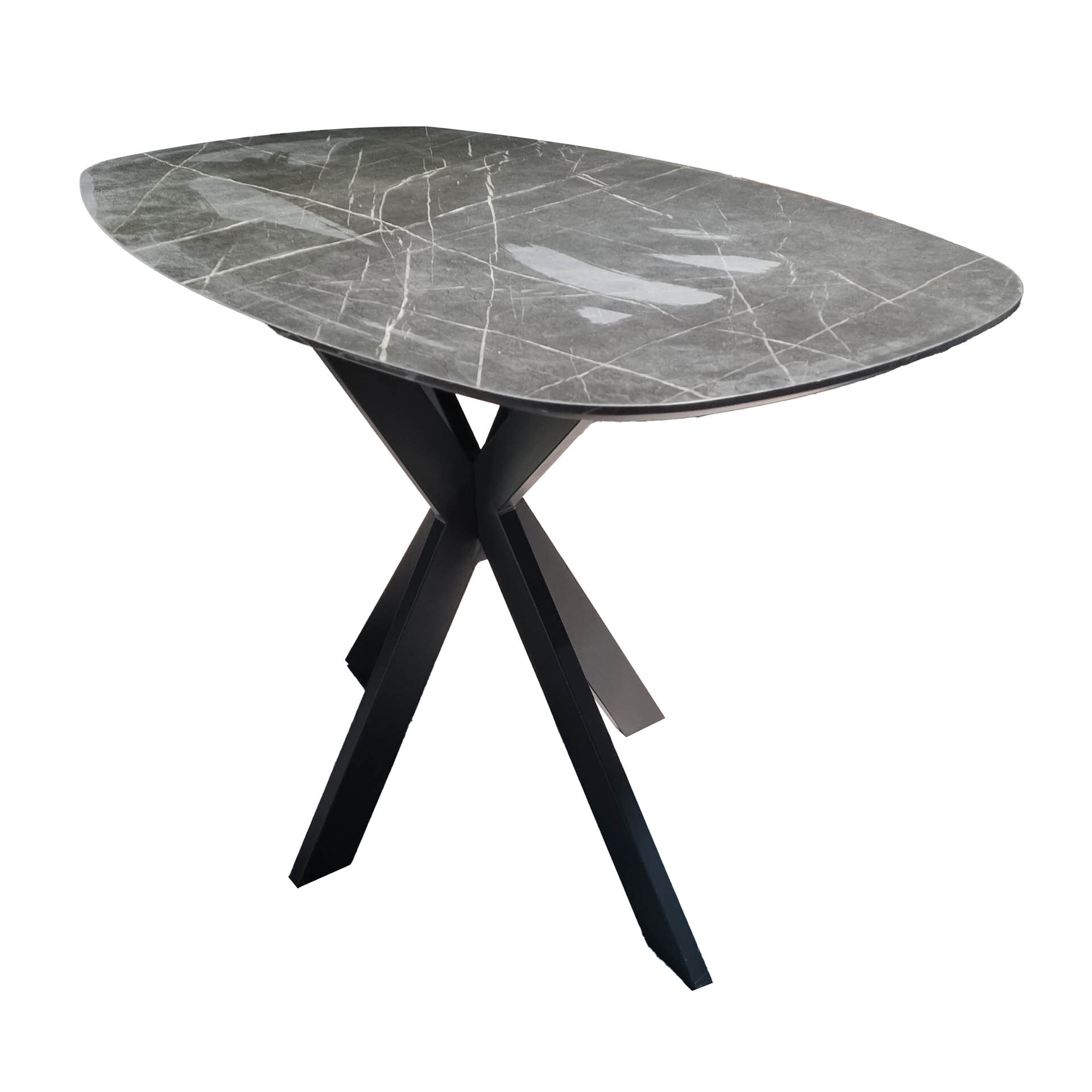 LifestyleFurn Deens Ovale Bartafel 'Kora' Keramiek look, 140 x 80cm