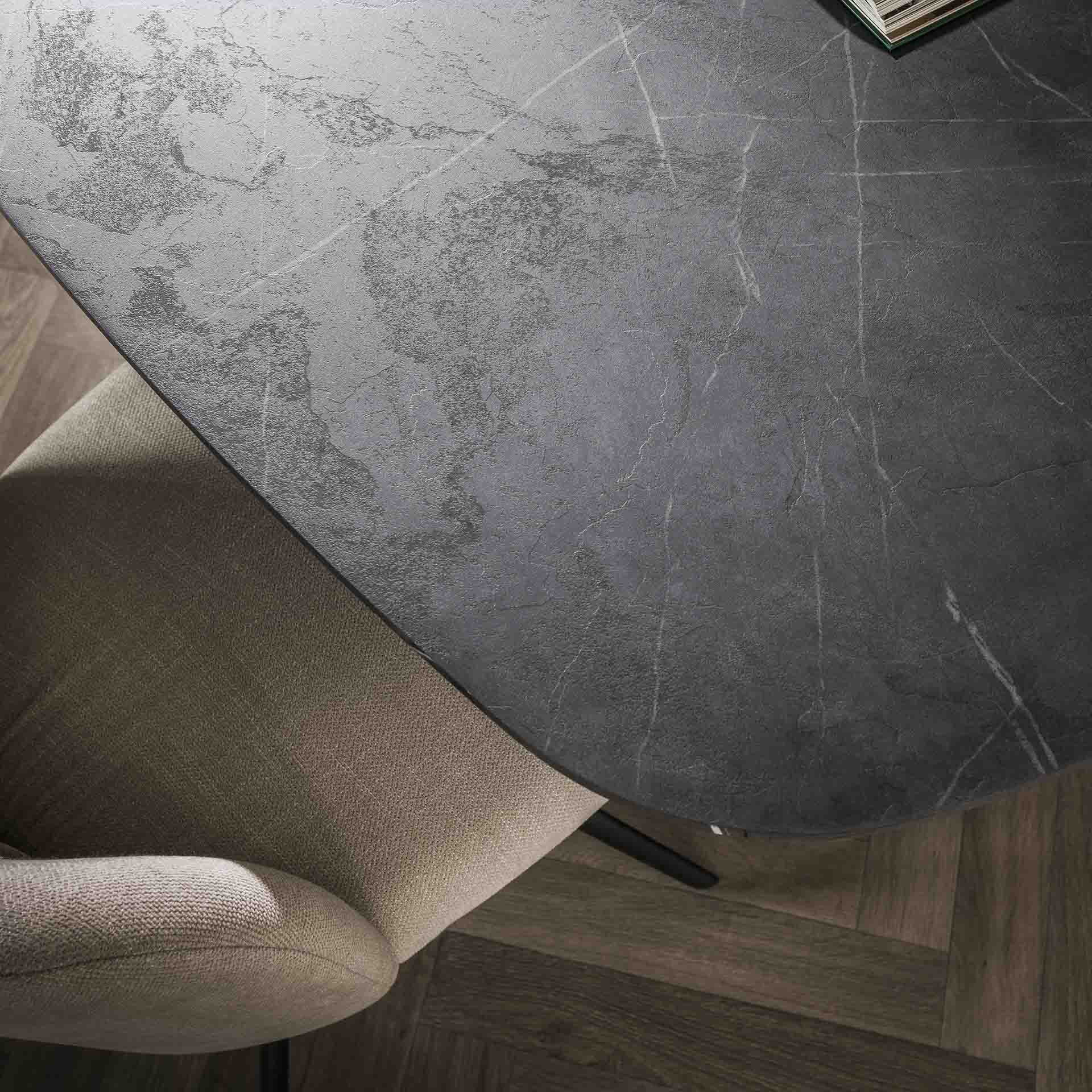 LifestyleFurn Eettafel 'Toria' Deens ovaal, Marmerlook, 215 x 105cm
