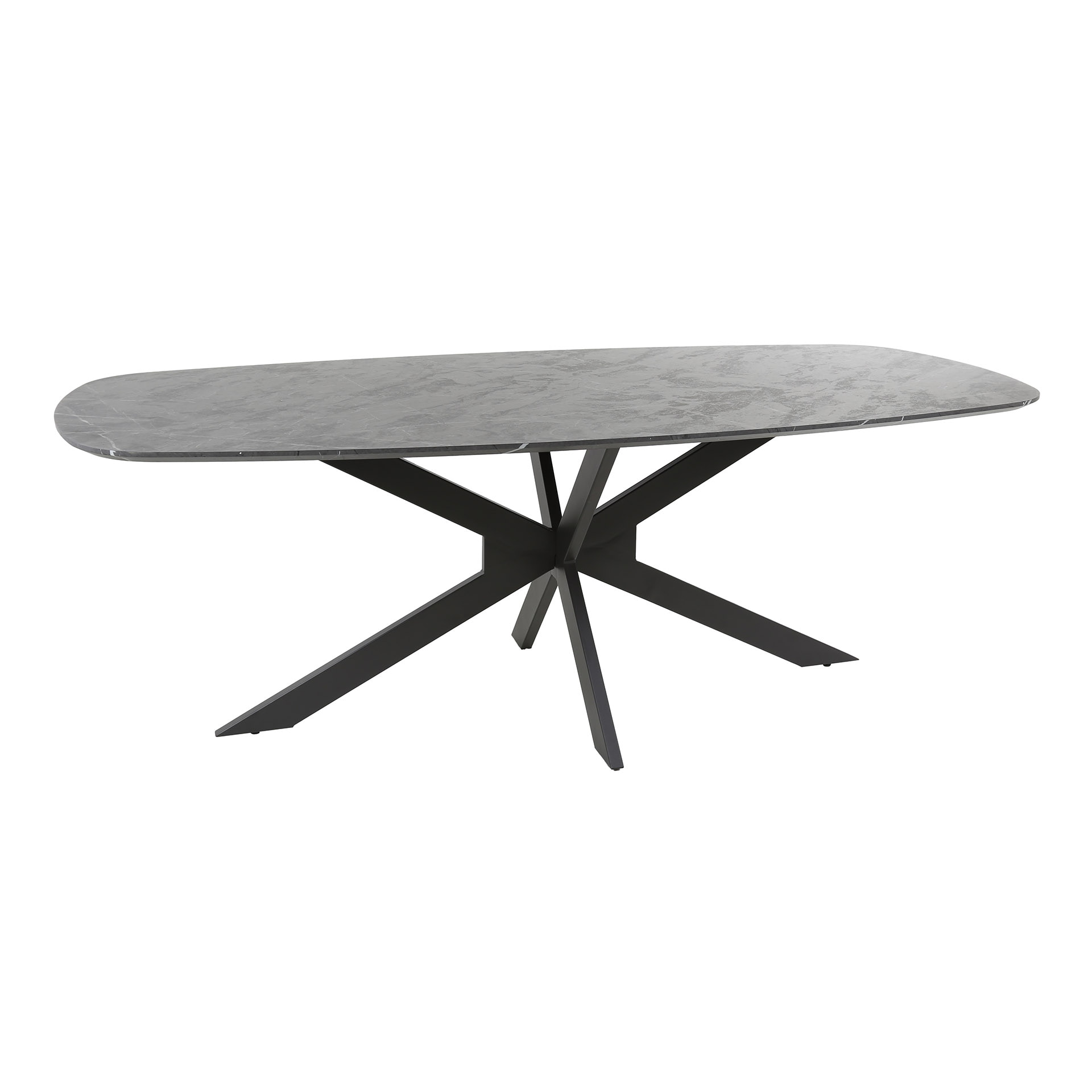 LifestyleFurn Eettafel 'Toria' Deens ovaal, Marmerlook, 215 x 105cm