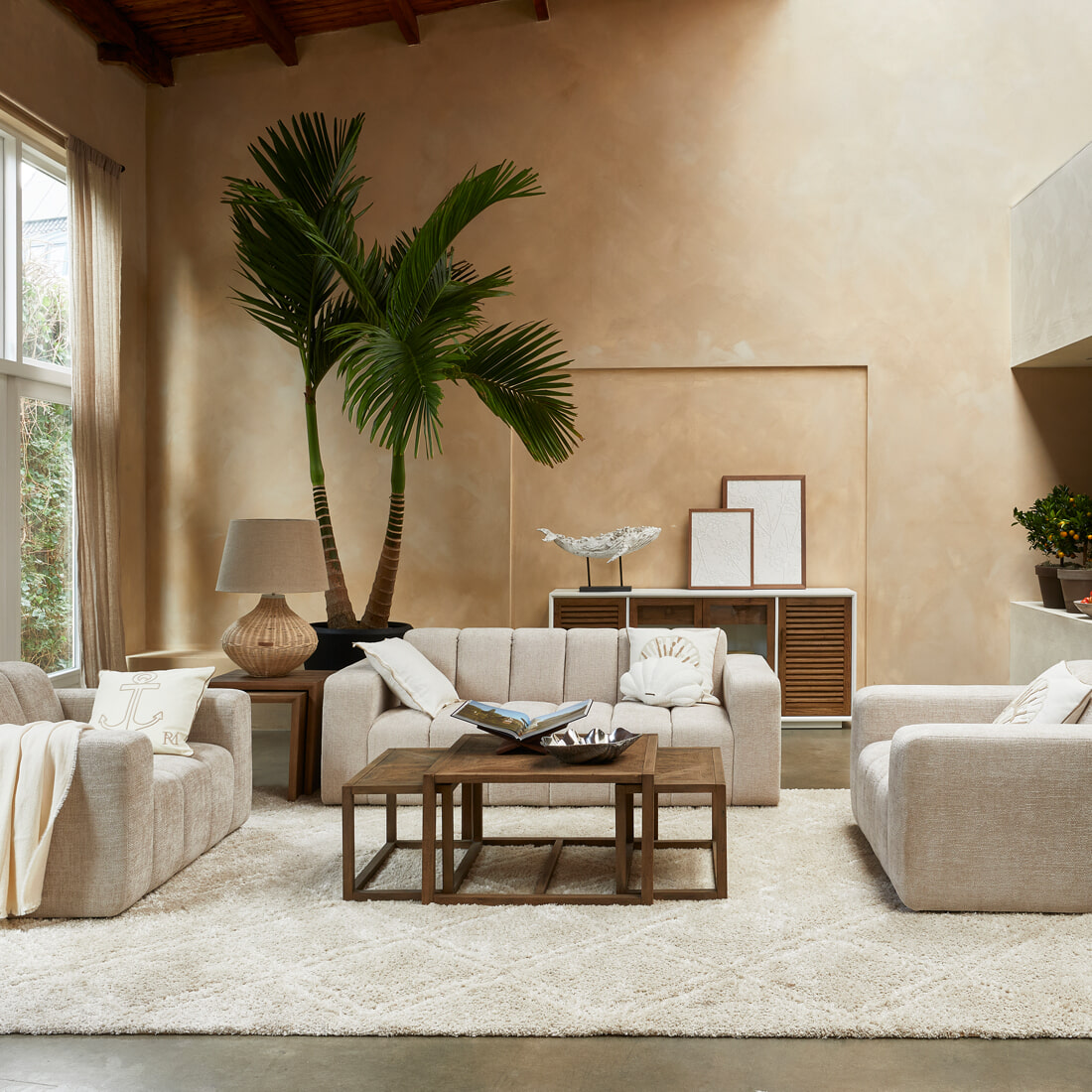 Rivièra Maison Dressoir 'Lake House' Eikenhout en glas, 194cm