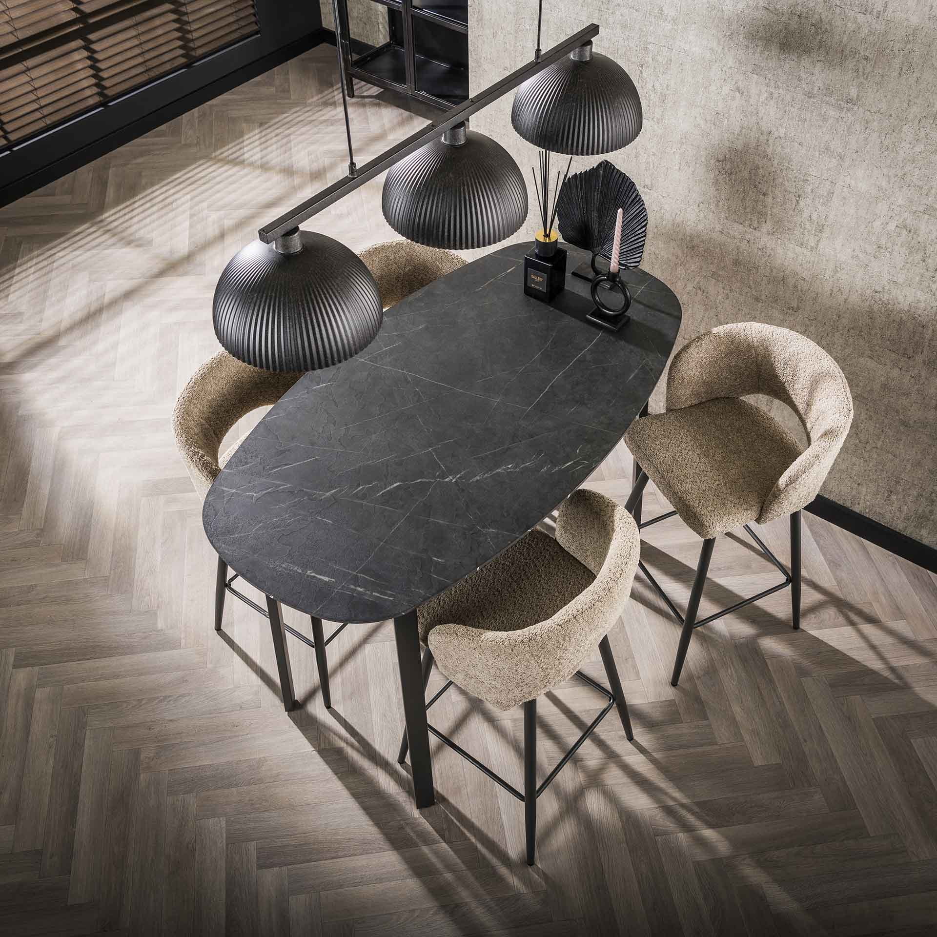 LifestyleFurn Deens Ovale Bartafel 'Debora' Keramiek look, 140 x 75cm