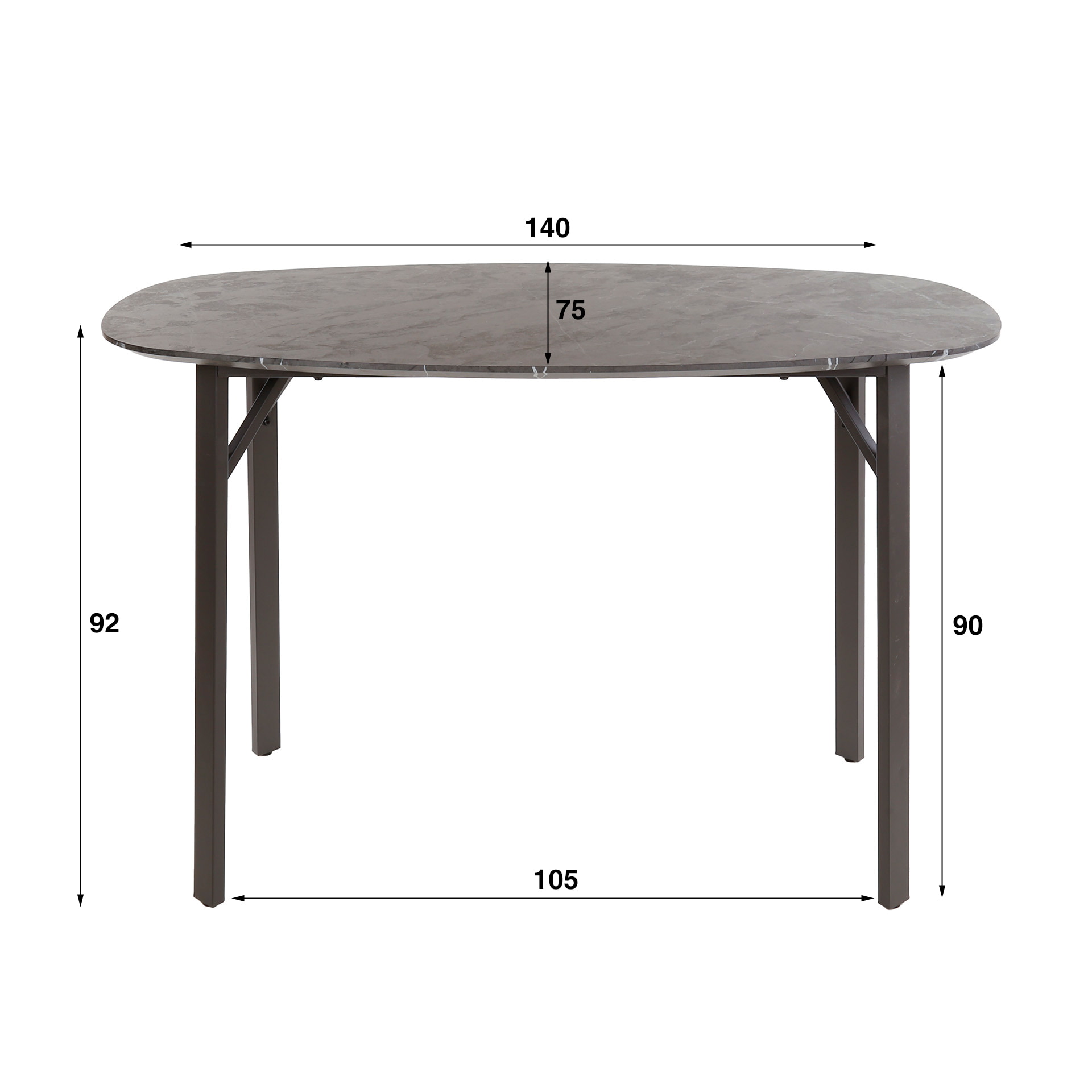 LifestyleFurn Deens Ovale Bartafel 'Debora' Keramiek look, 140 x 75cm