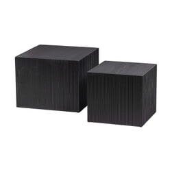 WOOOD Vierkante Bijzettafel 'Sanne' Set van 2 stuks, kleur zwart