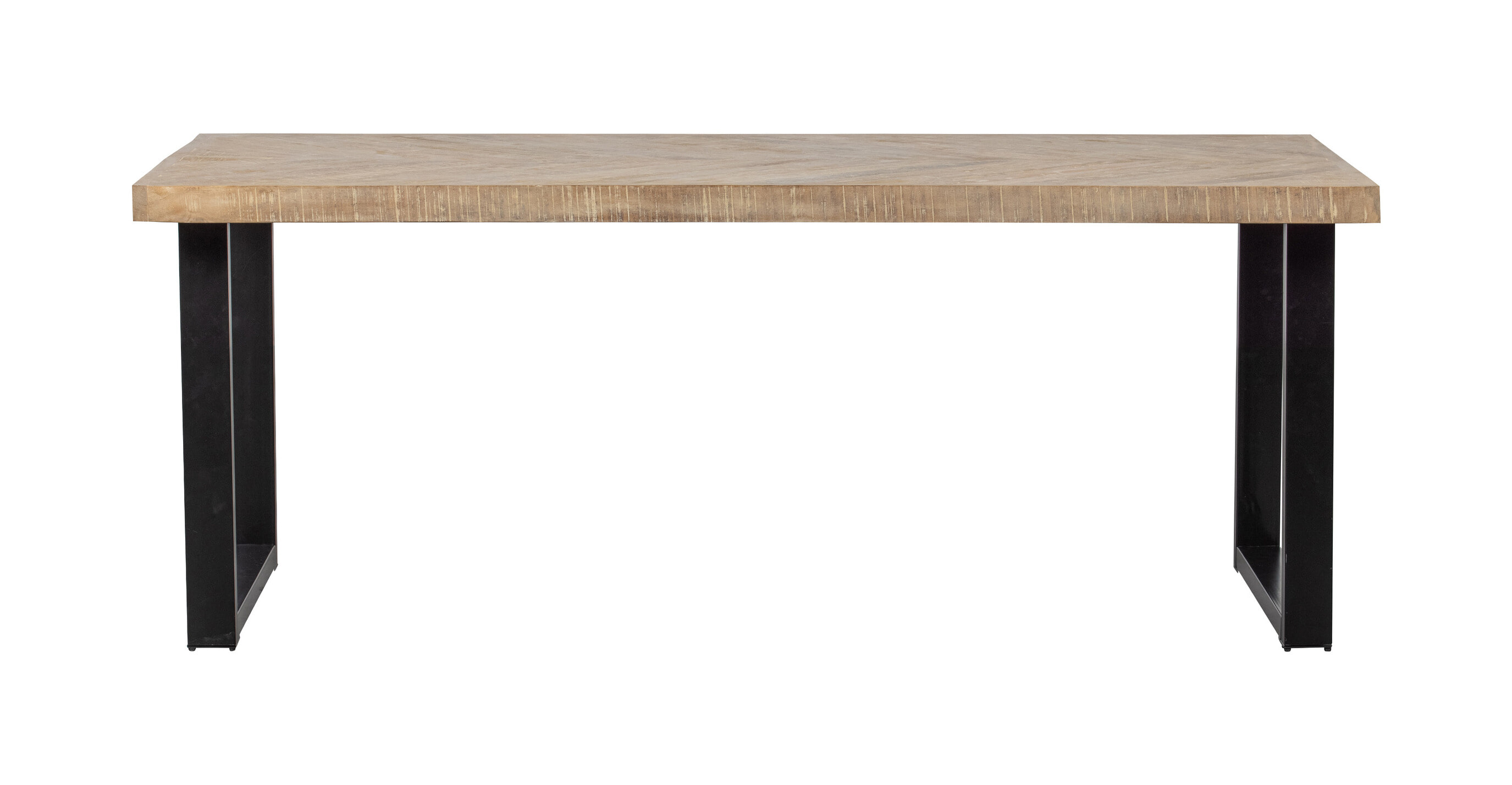 WOOOD Eettafel 'Tablo' Mangohout Visgraat, met U-poot, 180 x 90cm