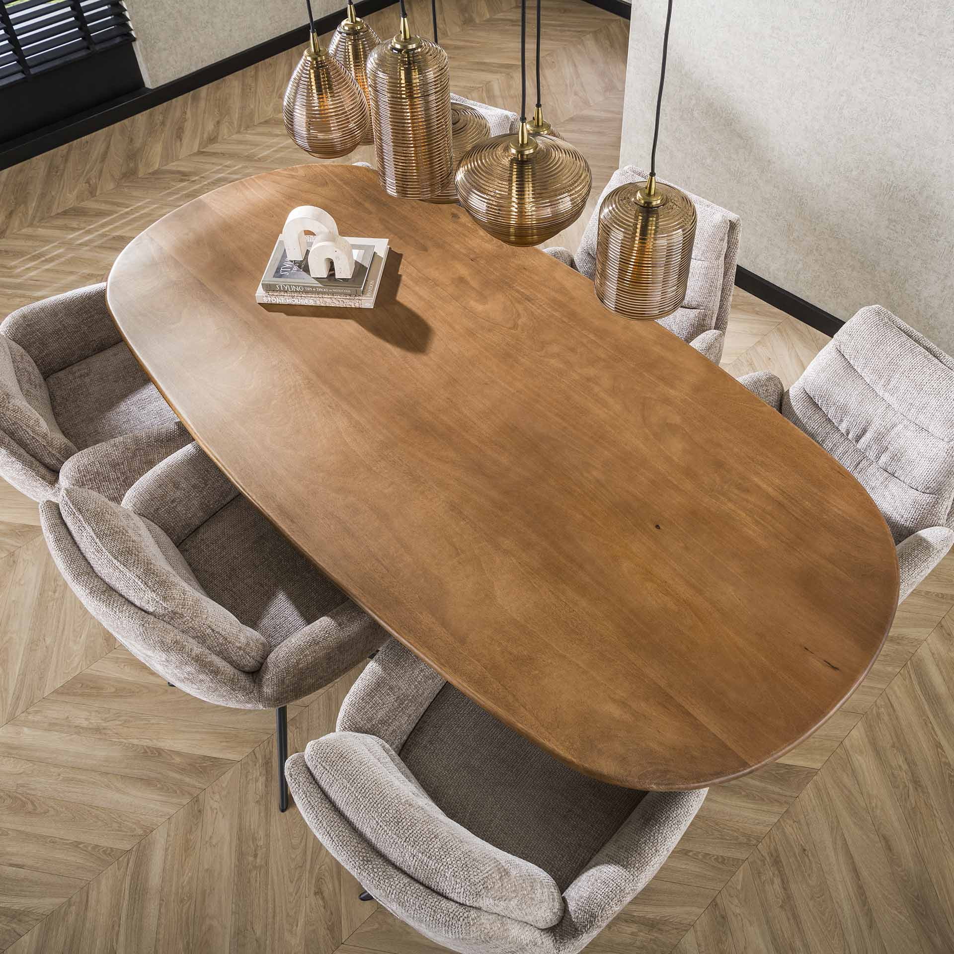 LifestyleFurn Deens Ovale Eettafel 'Syeda' Mangohout, 215 x 105cm