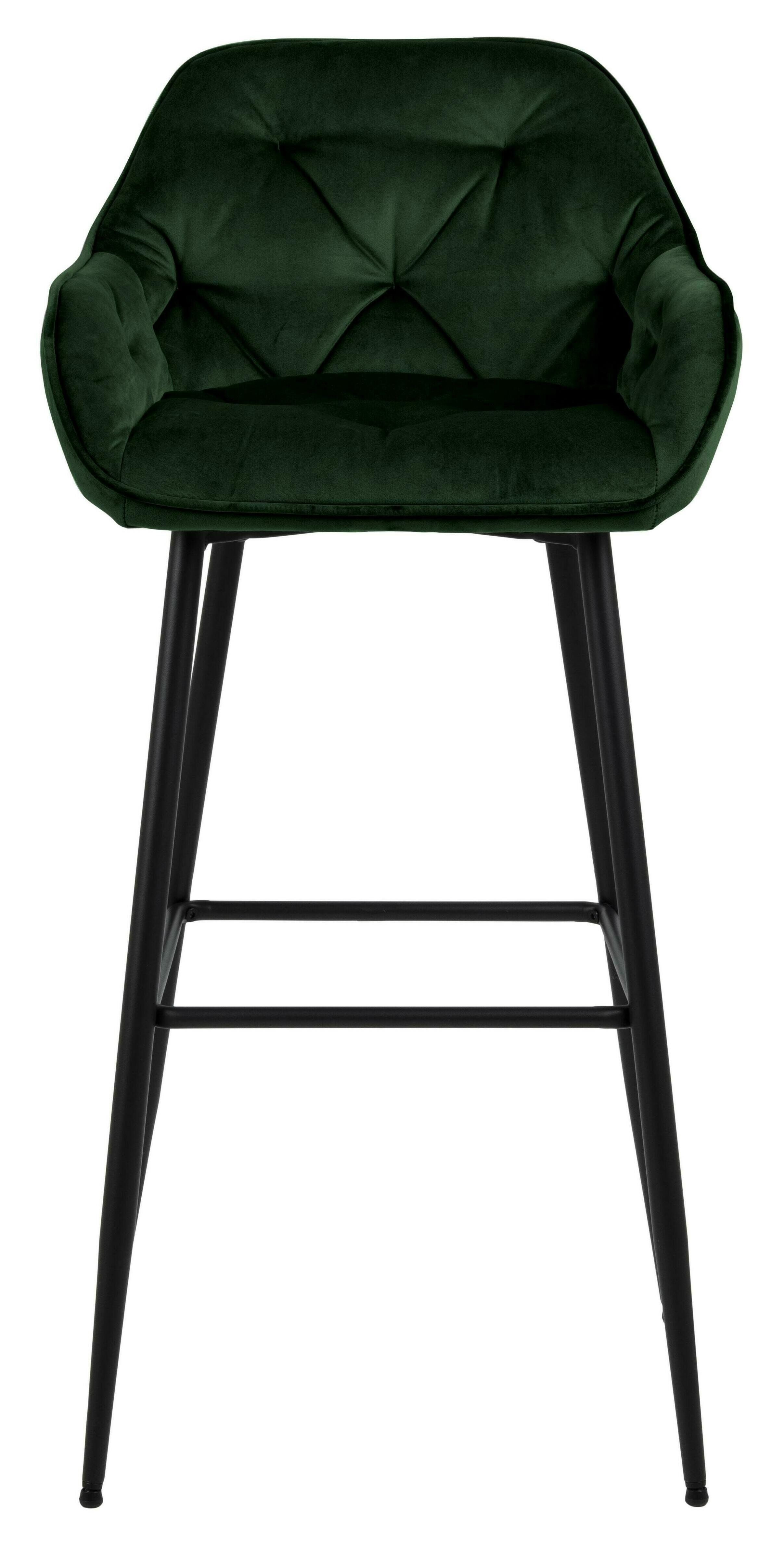 Bendt Barkruk 'Loren' Velvet, kleur Forest Green (zithoogte 79cm)