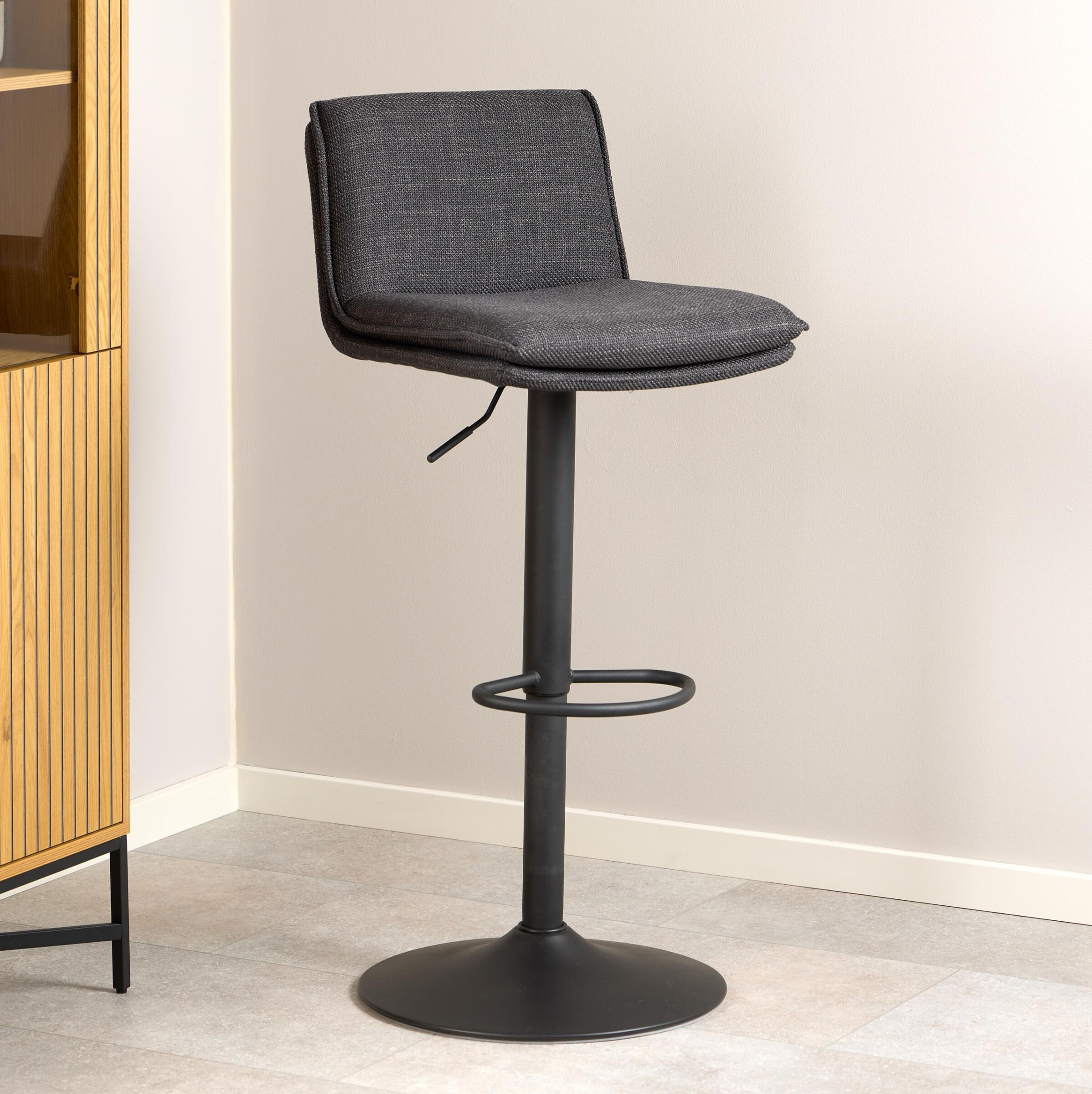 Bendt Draaibare Barkruk 'Ulysses' kleur Donkergrijs (zithoogte 68-89cm)