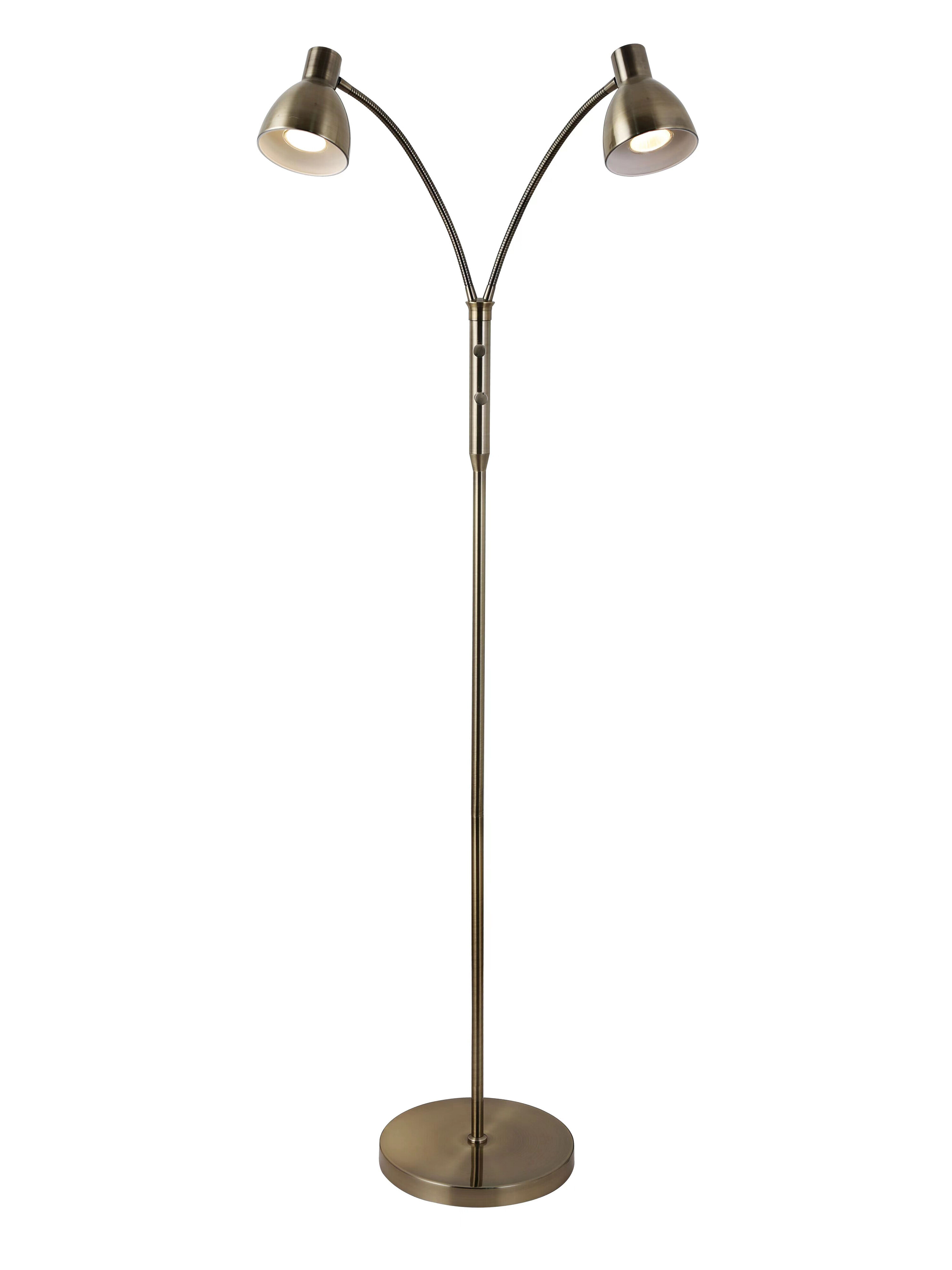 Halo Design Vloerlamp 'Hudson' 2-lamps, 135cm, kleur Antique Brass