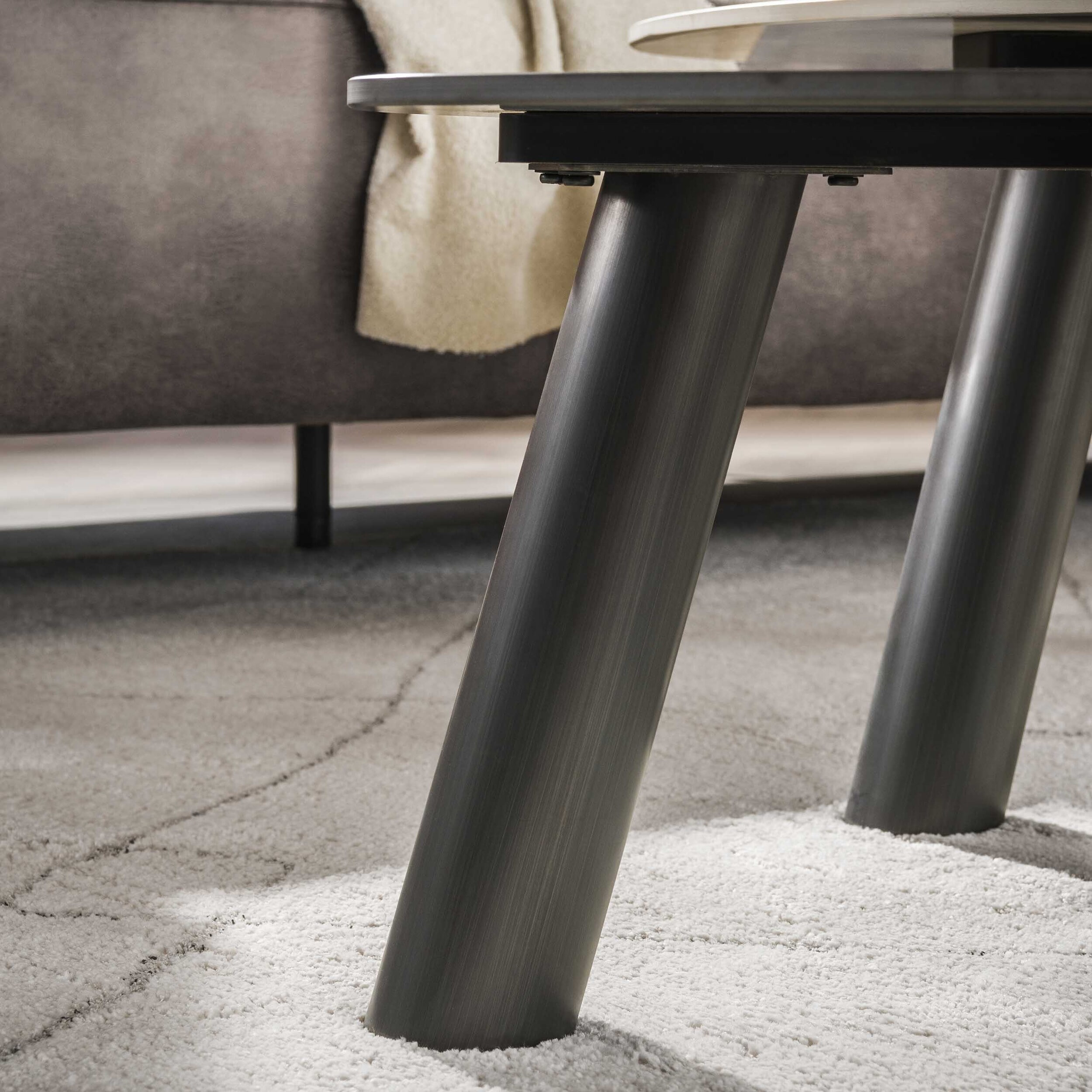 LifestyleFurn Salontafel 'Dallen' Keramiek met travertinlook, Set van 2 stuks