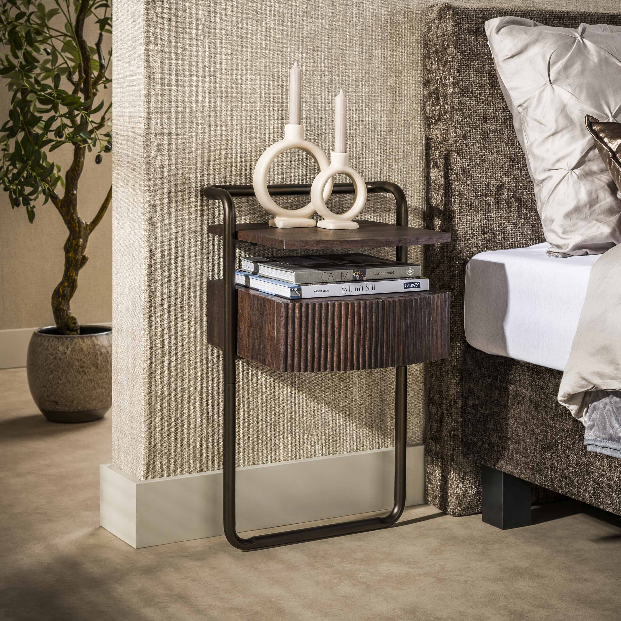 LifestyleFurn Nachtkastje 'Lamond' Eikenlook, Met 1 lade