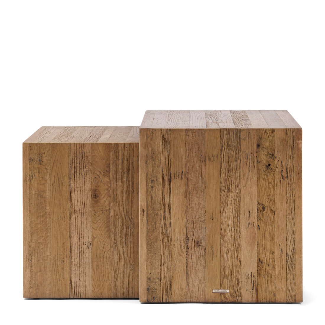 Rivièra Maison Bijzettafel 'Sant Mateu' Eikenhout, Set van 2 stuks