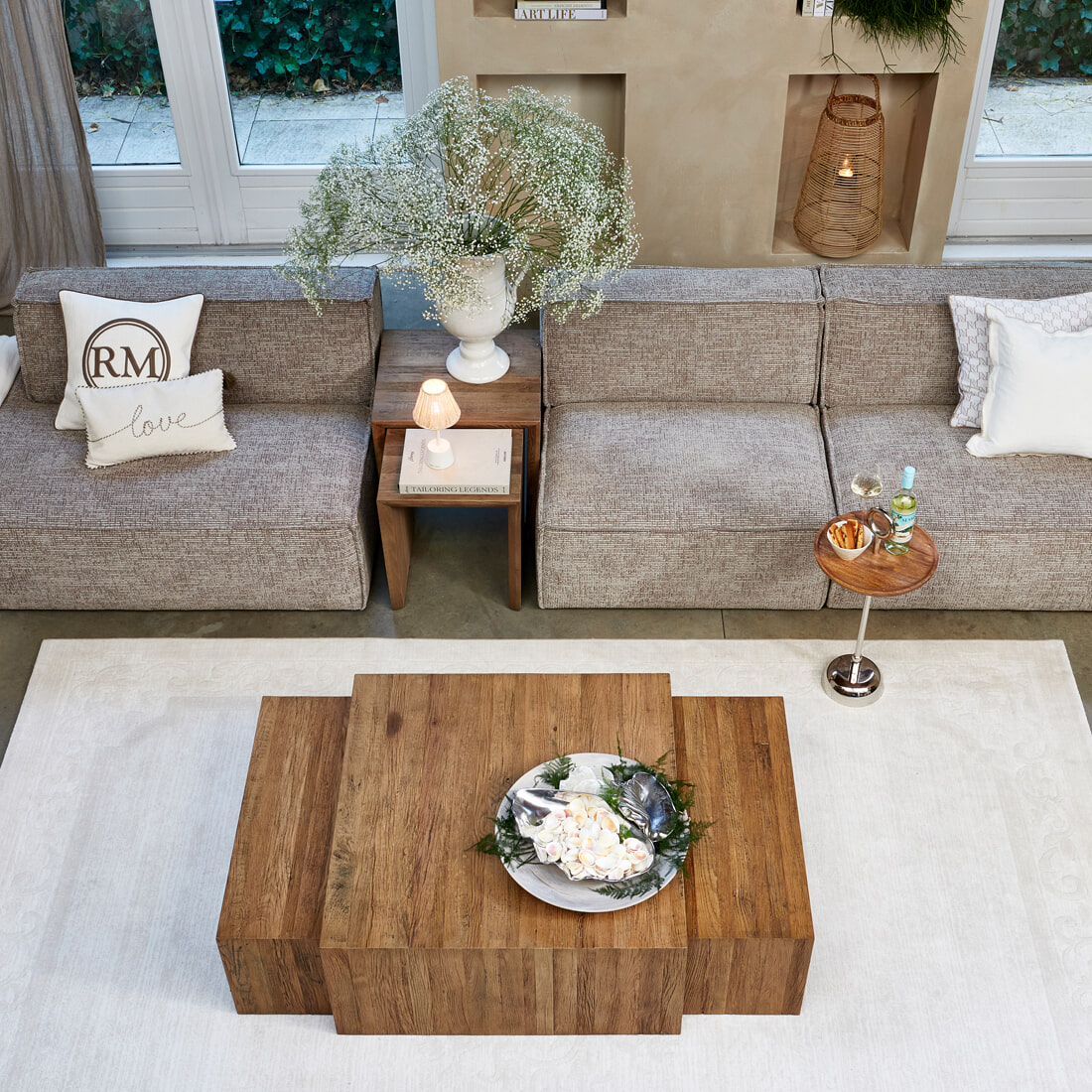Rivièra Maison Bijzettafel 'Sant Mateu' Eikenhout, Set van 2 stuks