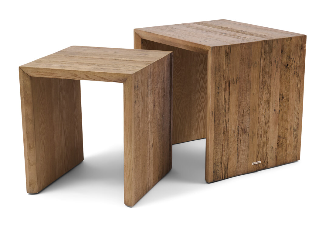 Rivièra Maison Bijzettafel 'Sant Mateu' Eikenhout, Set van 2 stuks