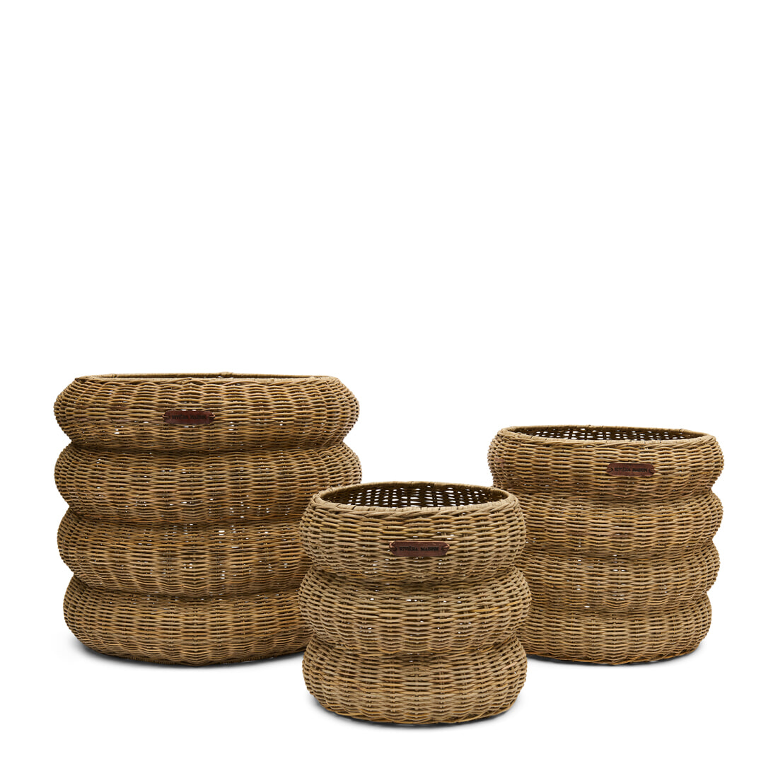 Rivièra Maison Mand 'Rustic Rattan Mennagio' Rattan Pitriet, Set van 3 stuks