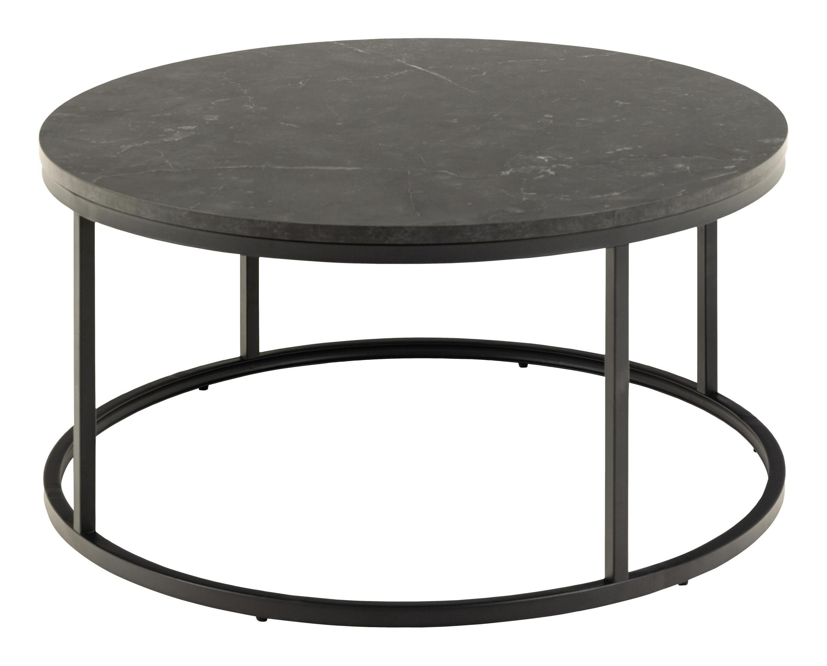 Bendt Ronde Salontafel 'Flemming' 80cm Marmerlook , kleur zwart