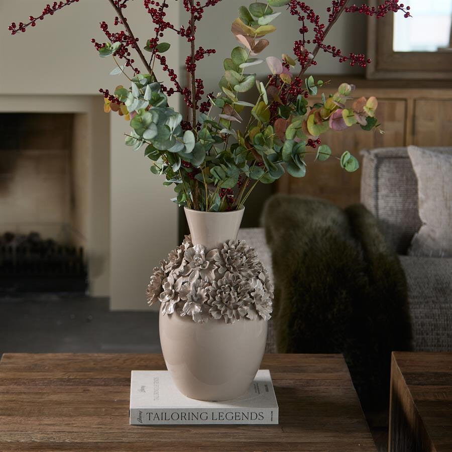 Rivièra Maison Vaas 'Blossom' Keramiek, 45cm, kleur Flax