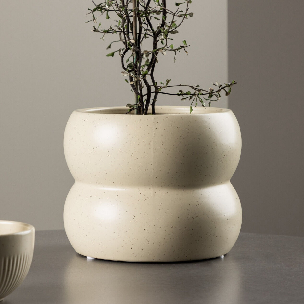 Nohr Plantenpot 'Roni' kleur Beige/Zwart