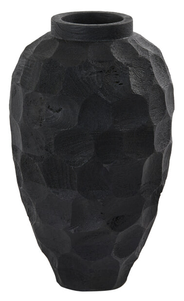Light & Living Vaas Bontoc Hout, 37cm hoog - Mat Zwart