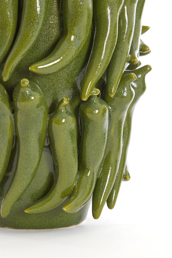 Light & Living Vaas 'Pepper' Keramiek, 39cm, kleur Donkergroen