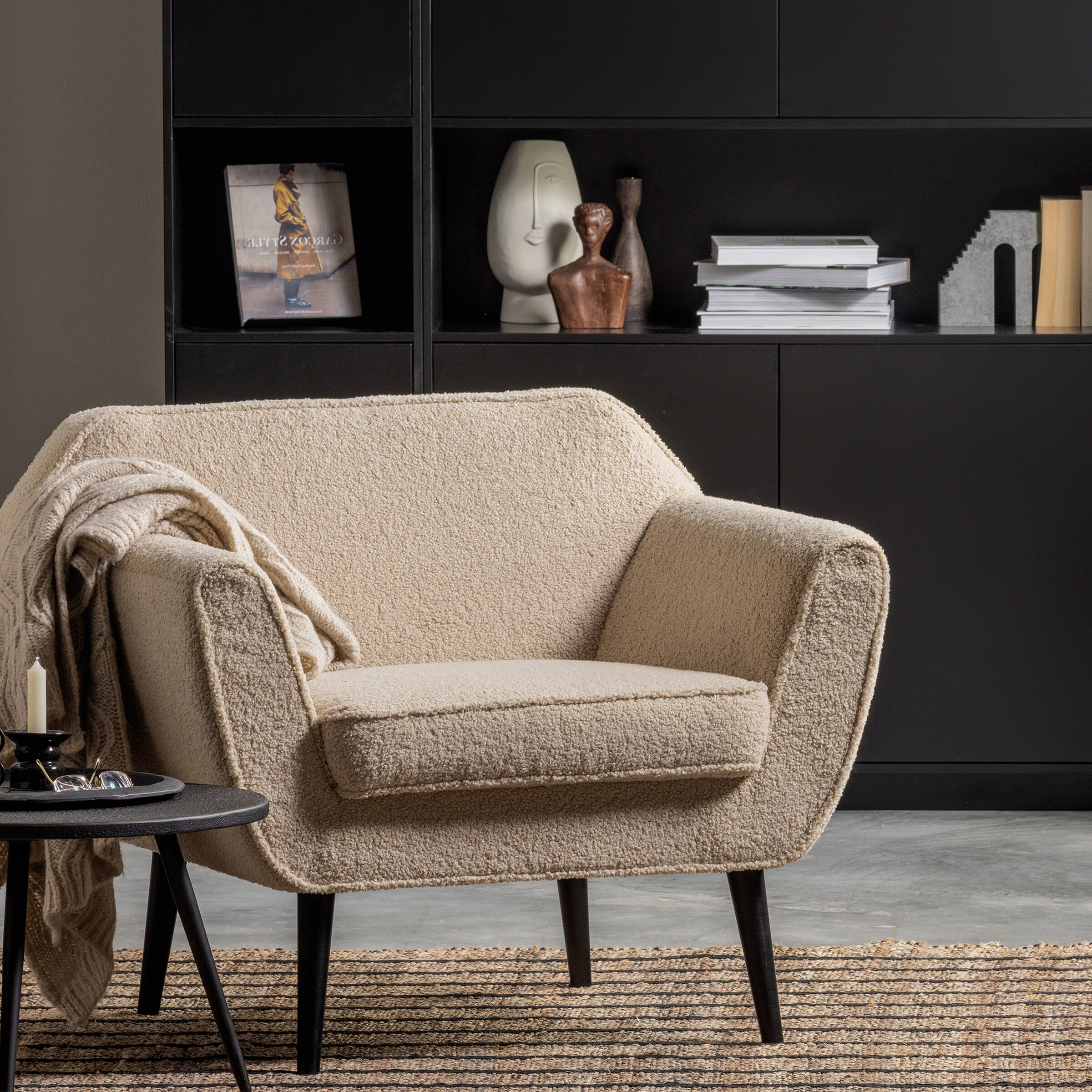 WOOOD Fauteuil 'Rocco' Teddy, kleur Sand