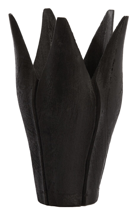 Light & Living Vaas Tulpia Hout, 30cm hoog - Zwart
