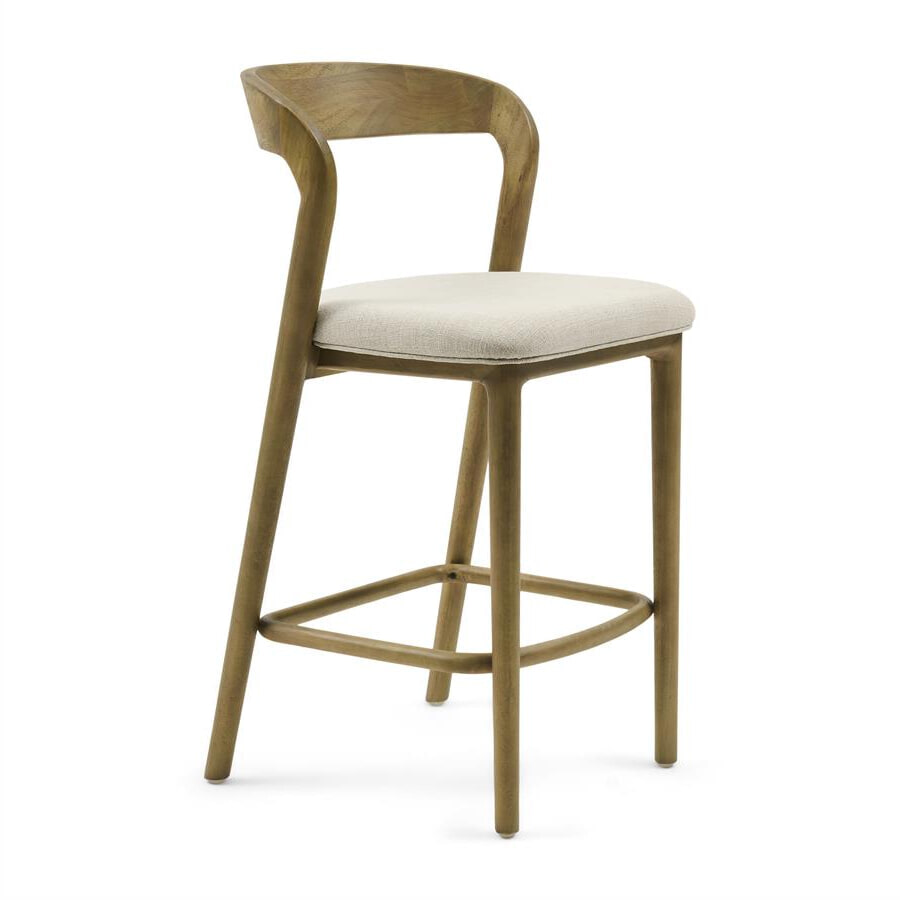 Rivièra Maison Barkruk Puglia Hout en stof (zithoogte 67cm) - Naturel