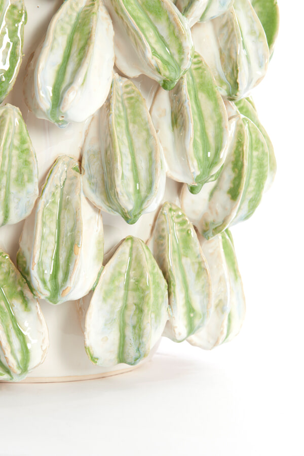 Light & Living Vaas 'Carambola' Keramiek, 47cm, kleur Crème/Groen