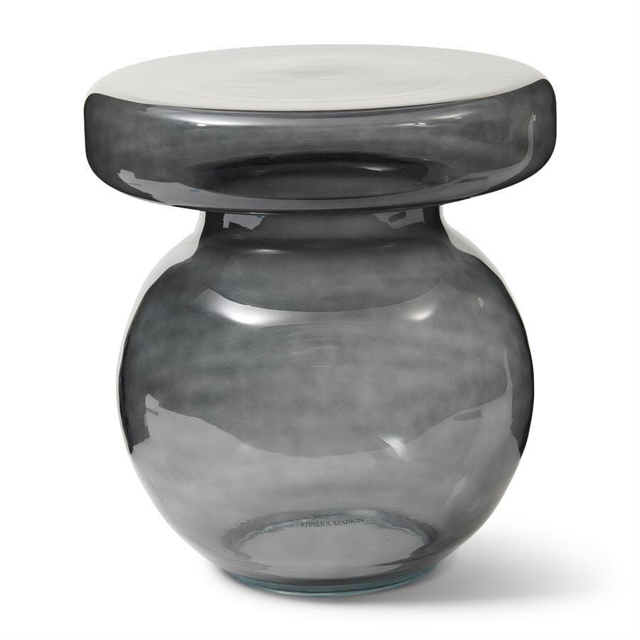 Rivièra Maison Ronde Bijzettafel 'Murano' Glas, 39cm, kleur Smoke