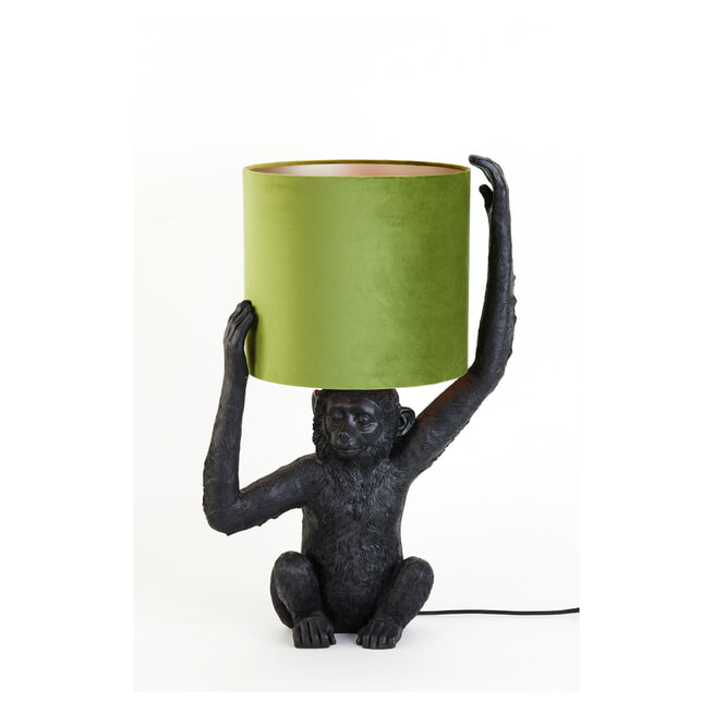 Light & Living Tafellamp 'Monkey' Met kap, kleur Olijfgroen