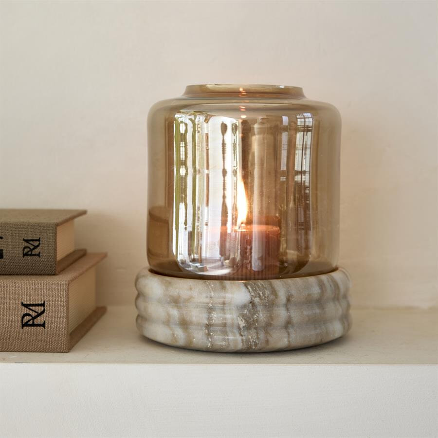 Rivièra Maison Windlicht 'Ribani' Marmer en glas