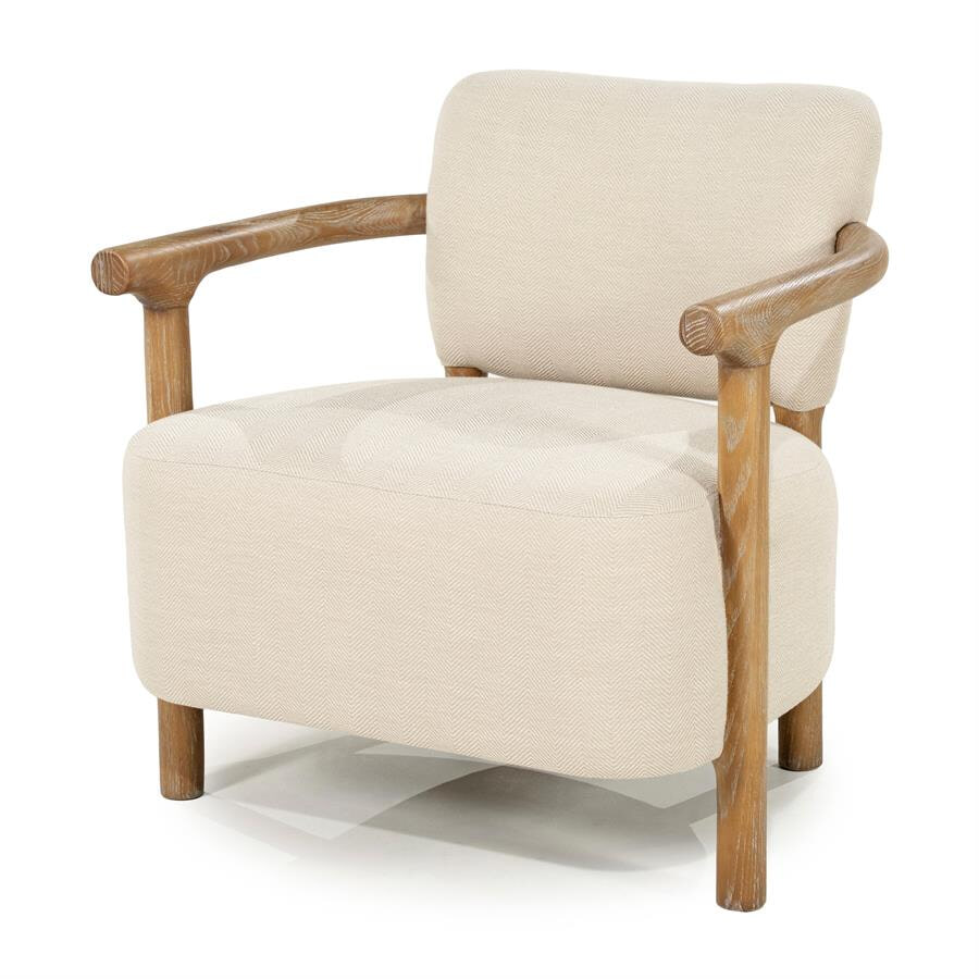 Rivièra Maison Fauteuil 'Glenn' Herringbone Beige en essenhout