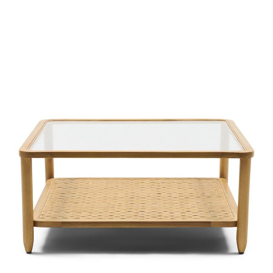 Rivièra Maison Vierkante Salontafel Nusa Dua Teakhout en glas, 90 x 90cm - Naturel