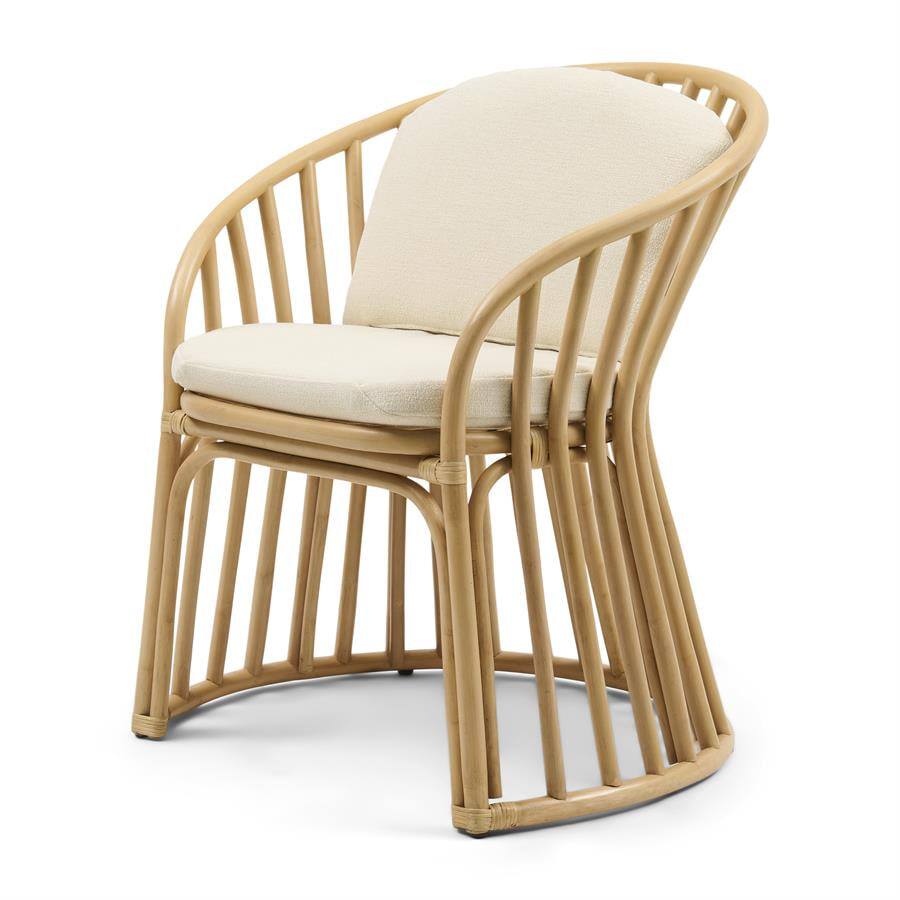 Rivièra Maison Eetkamerstoel Cala Bassa Stof en rattan - Naturel
