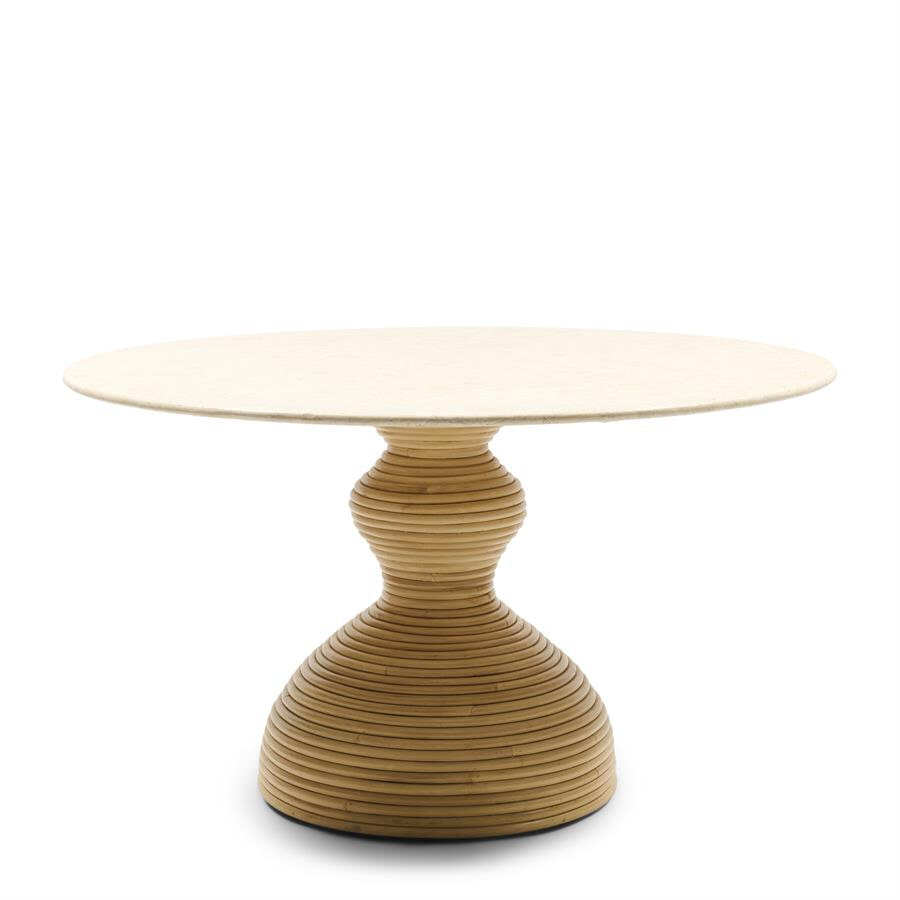 Rivièra Maison Ronde Eettafel Vedella Marmer en rattan, 130cm - Naturel