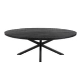 KICK Ovale Eettafel 'Luke' Mangohout, 210 x 100cm, kleur Zwart