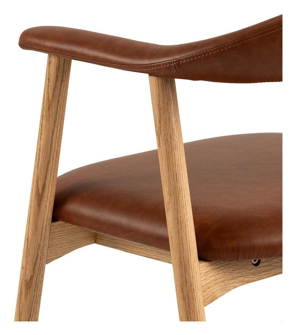 Bendt Eetkamerstoel 'Gerado' Eikenhout en PU leer, kleur Bruin