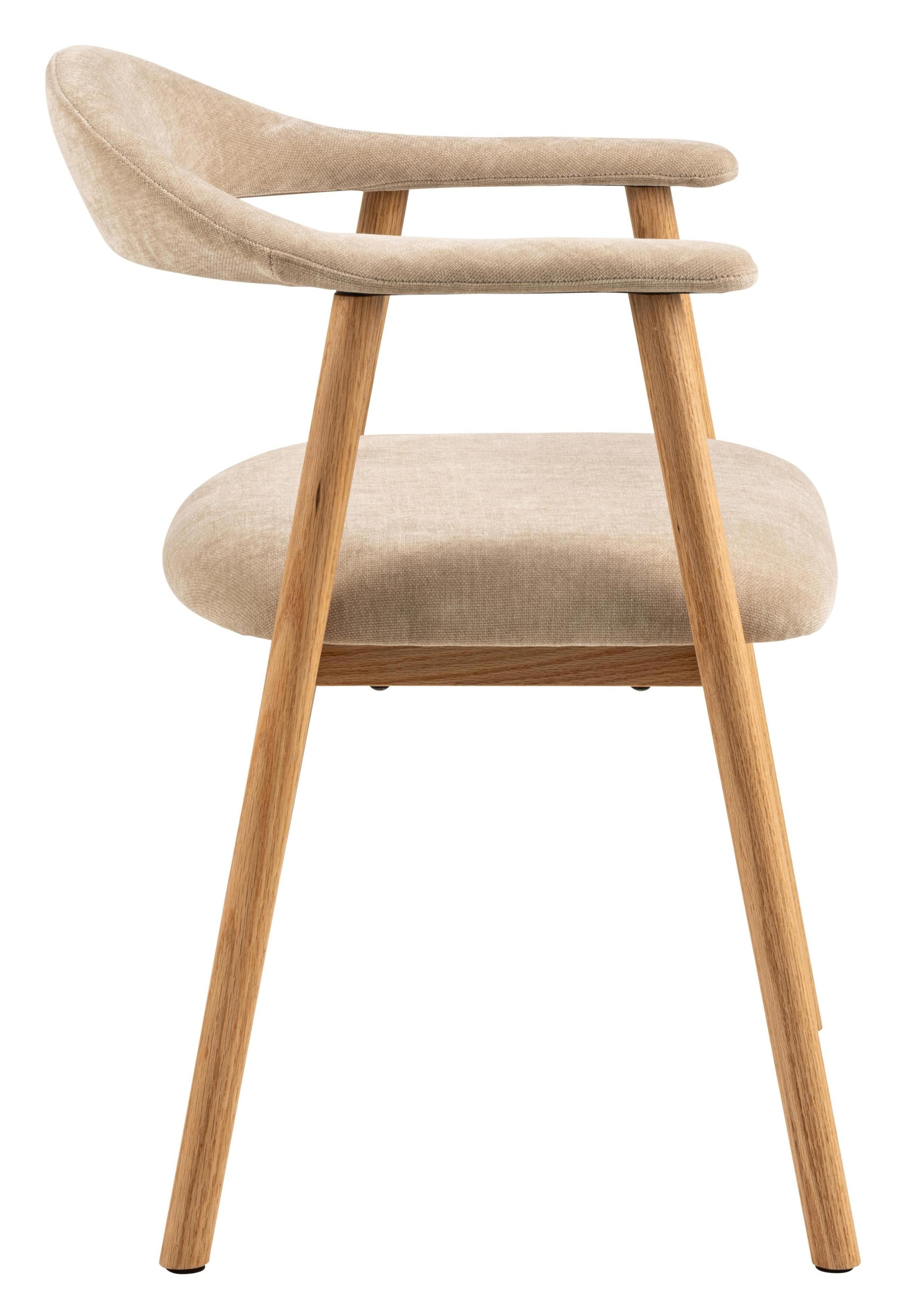 Bendt Eetkamerstoel 'Gerado' Eikenhout en chenille, kleur Beige
