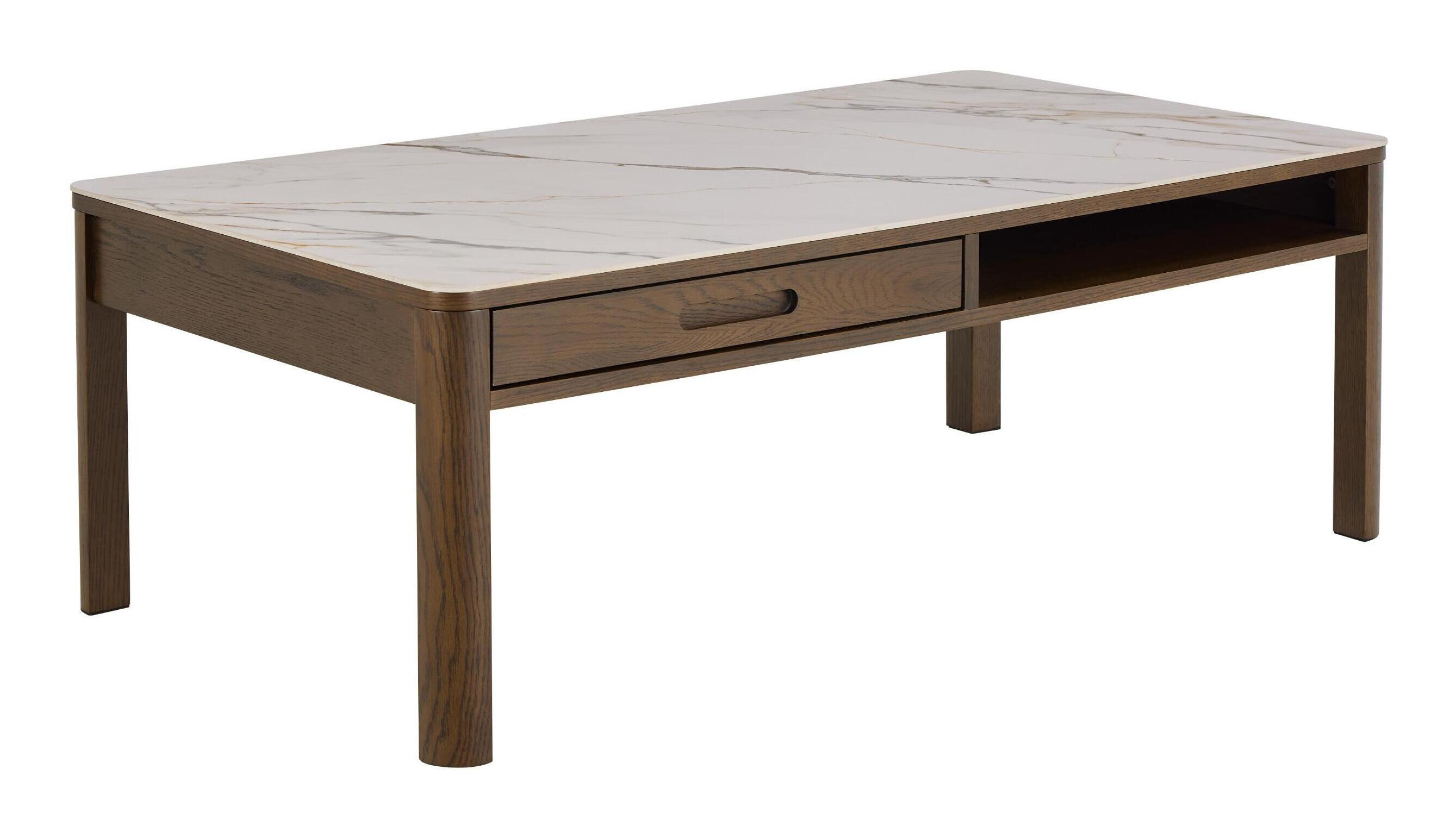 Bendt Salontafel Jawana Marmerlook en eikenfineer, 130 x 70cm - Beige