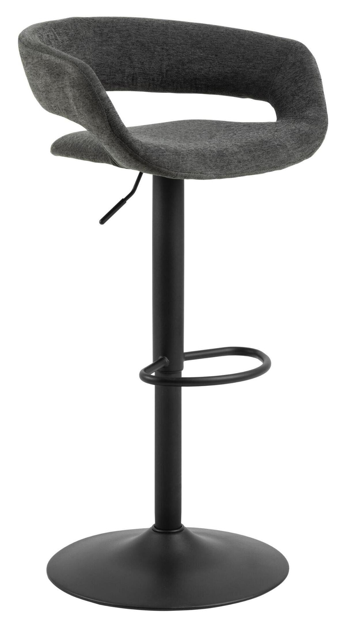 Bendt Draaibare Barkruk 'Pia' Chenille, kleur Donkergrijs (zithoogte 59-80cm)