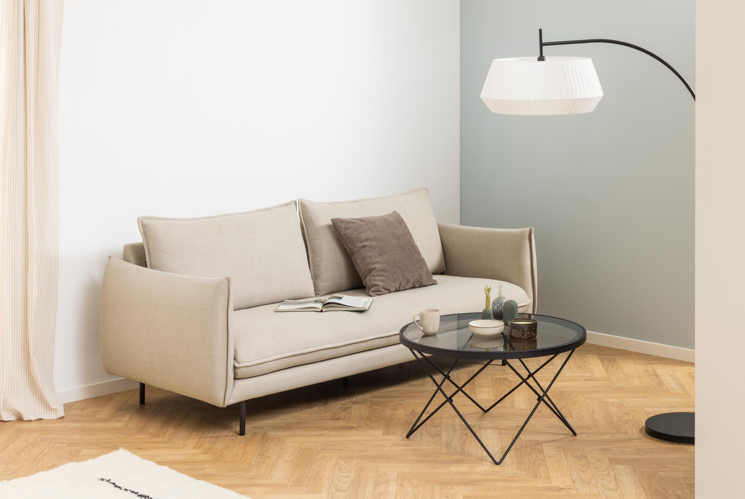 Bendt Ronde Salontafel 'Kira' Glas 80cm, kleur zwart