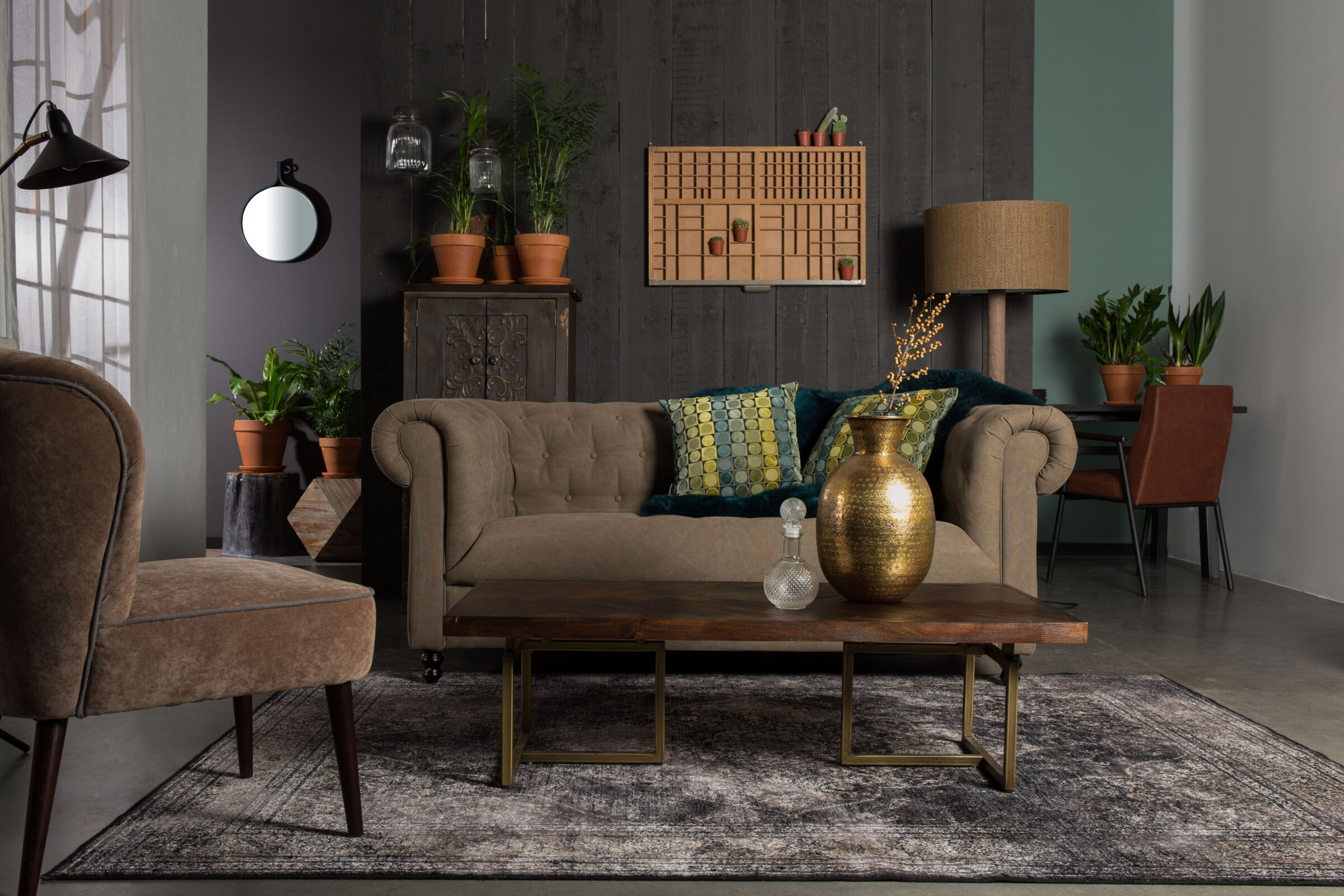 Dutchbone Vloerkleed 'Rugged' 170 x 240cm, kleur Dark