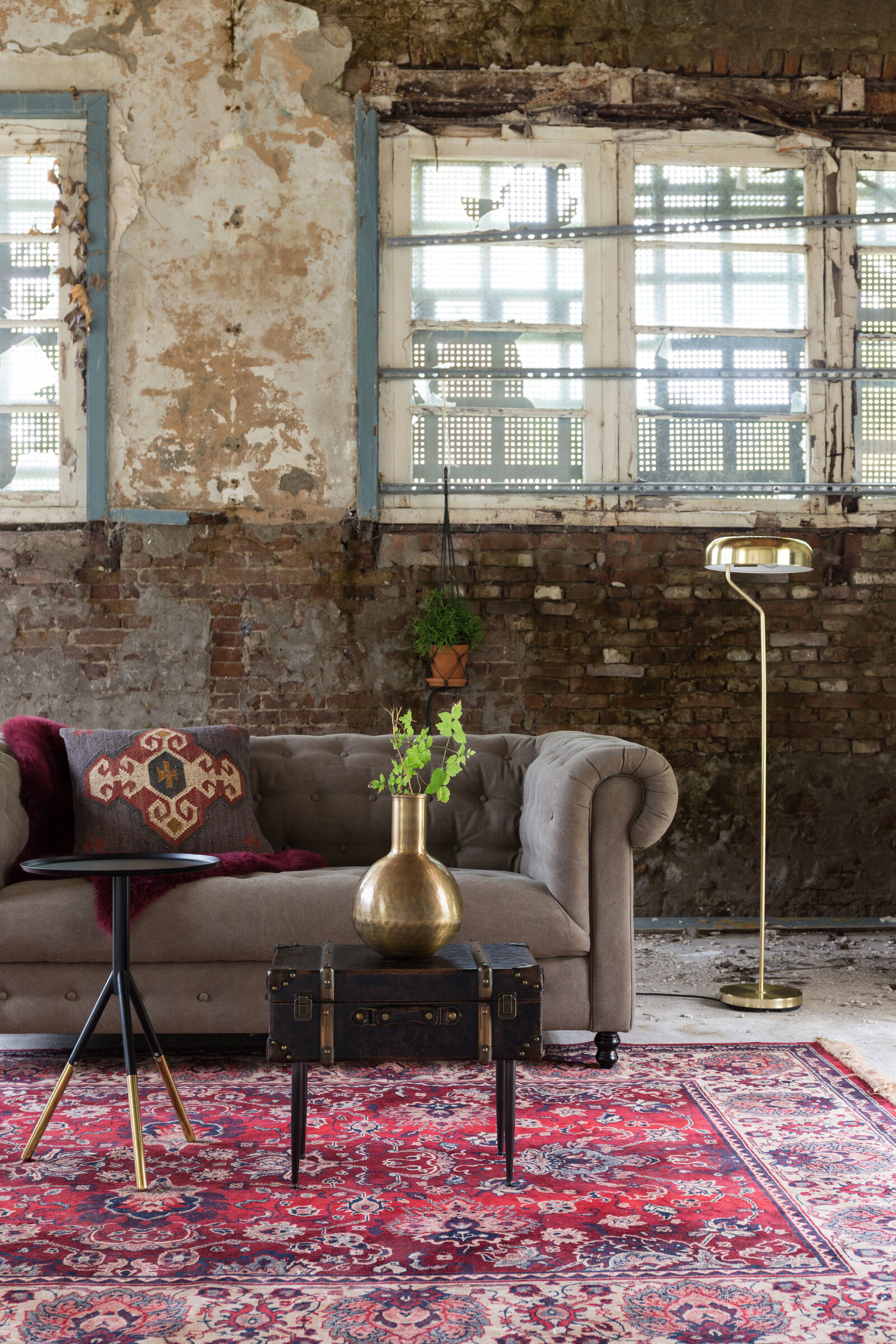 Dutchbone Vloerkleed 'Bid' 170 x 240cm, kleur Old Red
