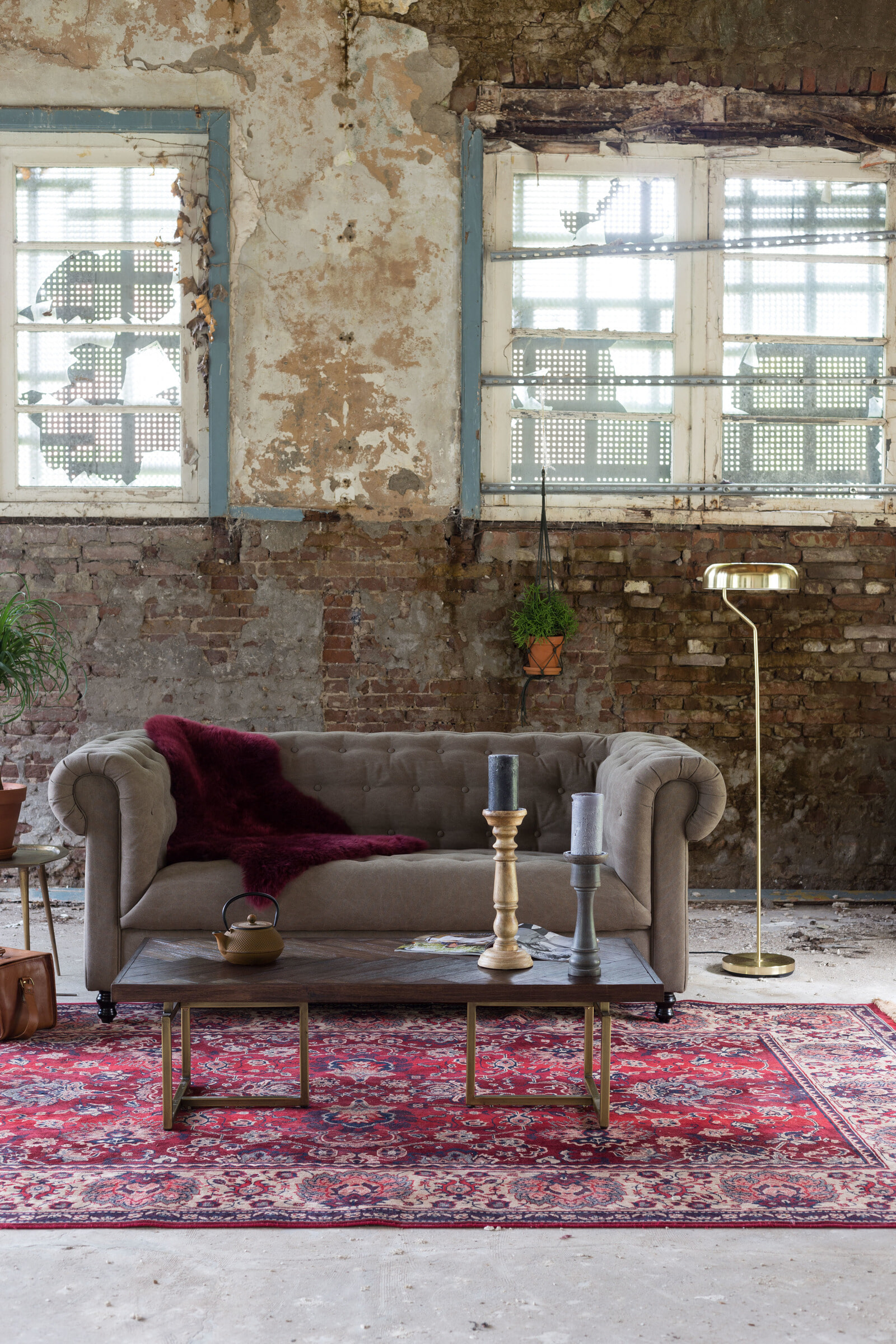 Dutchbone Vloerkleed 'Bid' 170 x 240cm, kleur Old Red