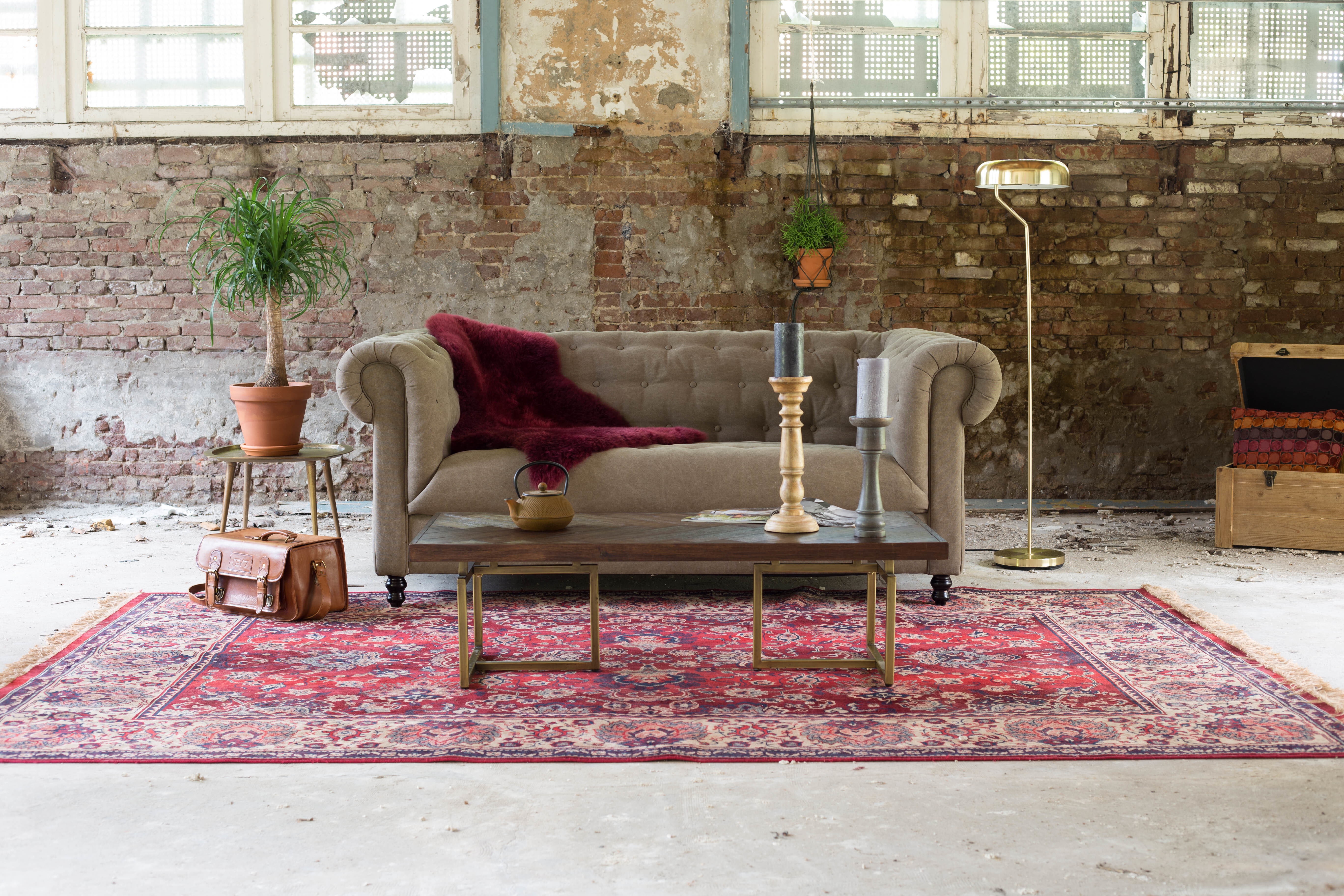 Dutchbone Vloerkleed 'Bid' 170 x 240cm, kleur Old Red
