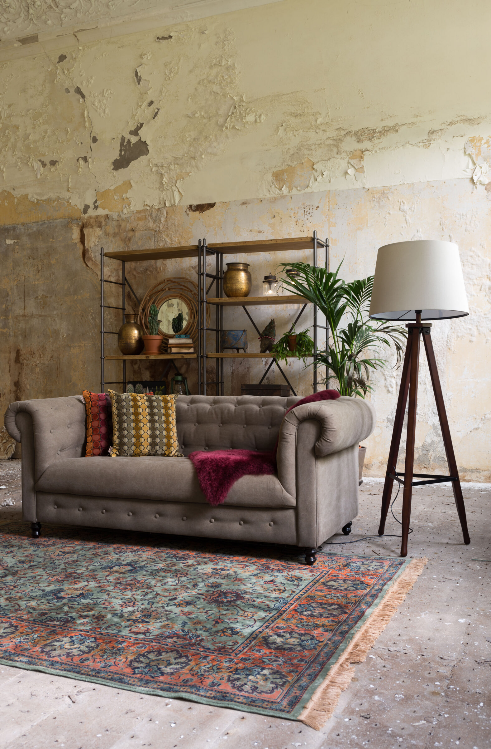 Dutchbone Vloerkleed 'Bid' 170 x 240cm, kleur Old Green