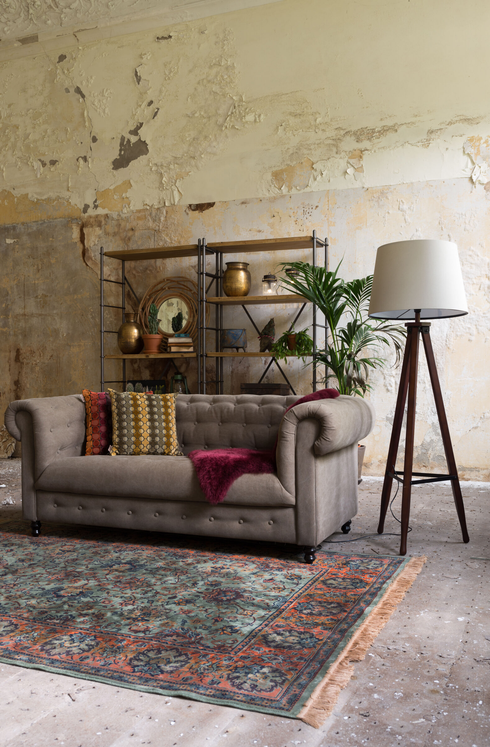 Dutchbone Vloerkleed 'Bid' 200 x 300cm, kleur Old Green
