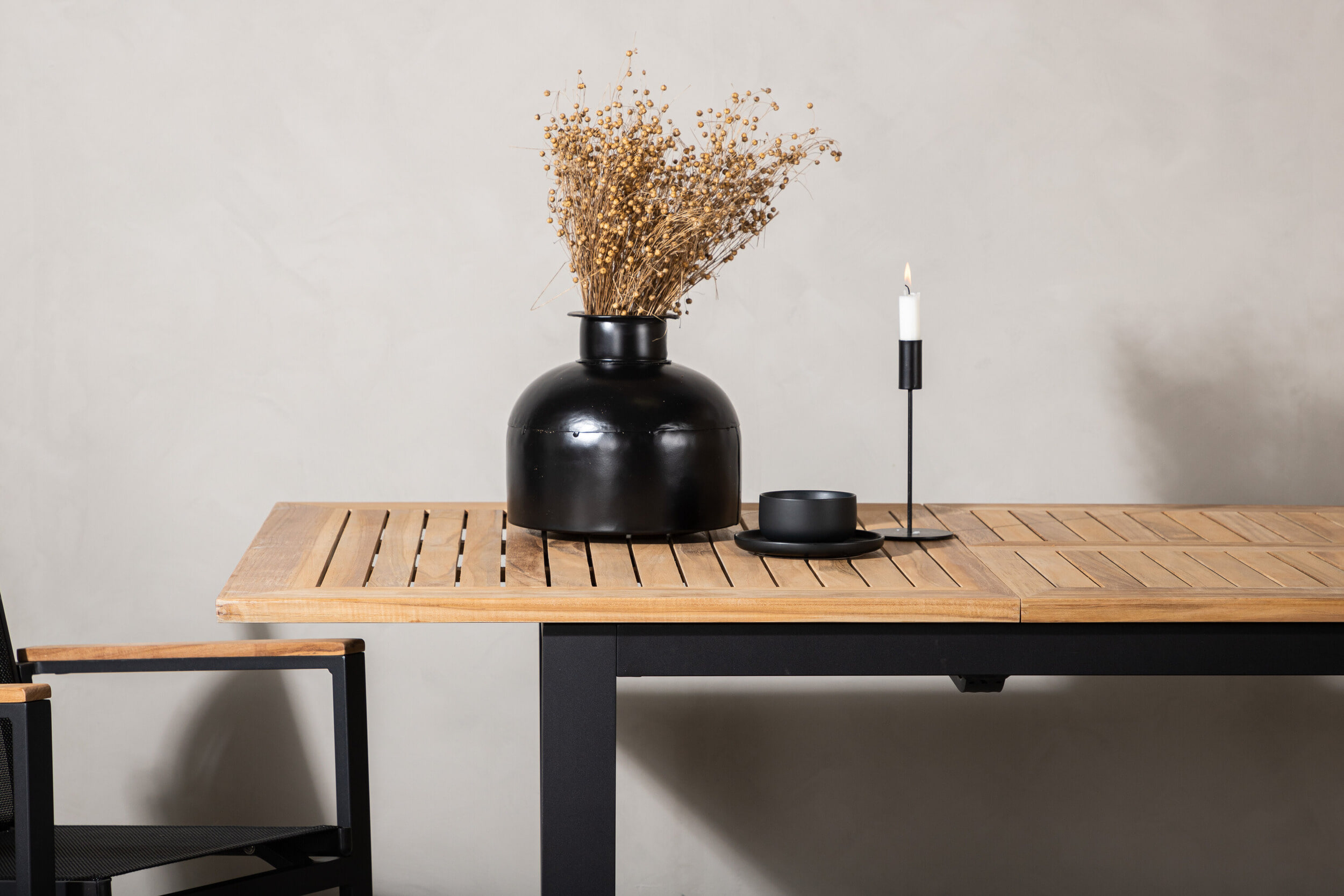 Nohr Uitschuifbare Tuintafel 'Taysha' Teakhout, 152/210 x 90cm, kleur Zwart