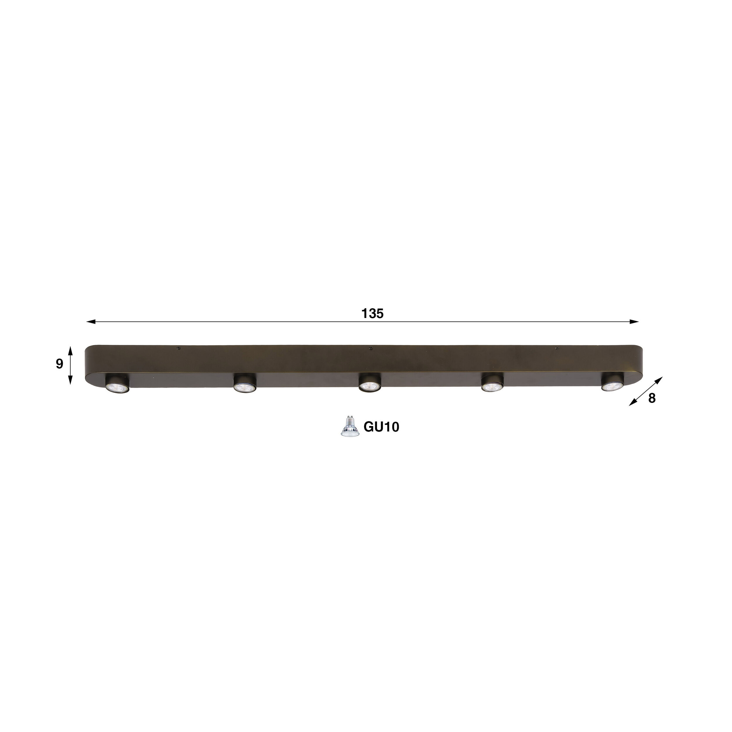 LifestyleFurn Plafondlamp 'Letonya' 5-lamps, 135cm, kleur Sienna Bruin